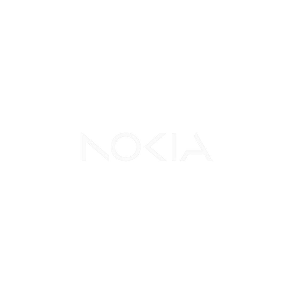 Black background with white stylized text that says 'NOKIA'.