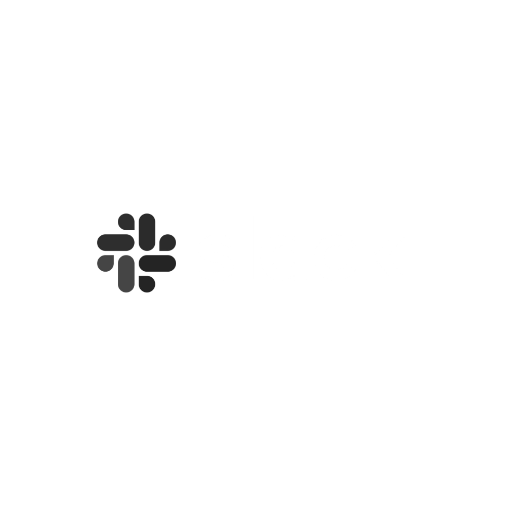 Slack logo with black background and white text