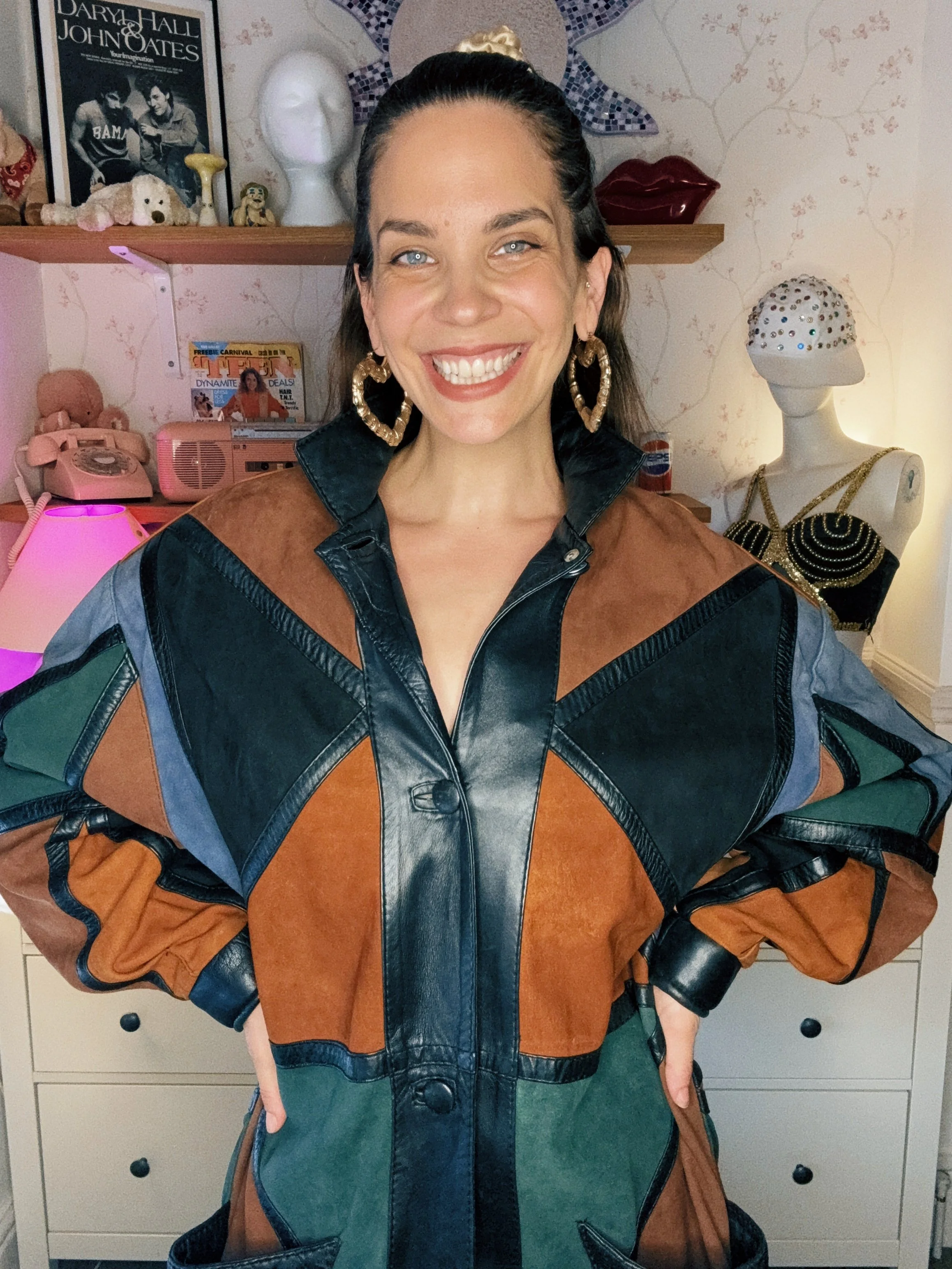 1980s patchwork buttery soft leather coat