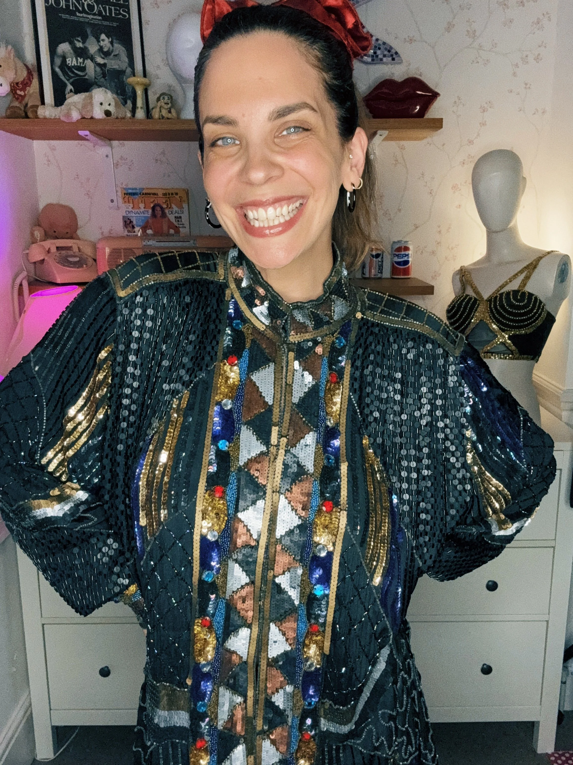 1980s Anjumun Long Sequin Trophy Jacket