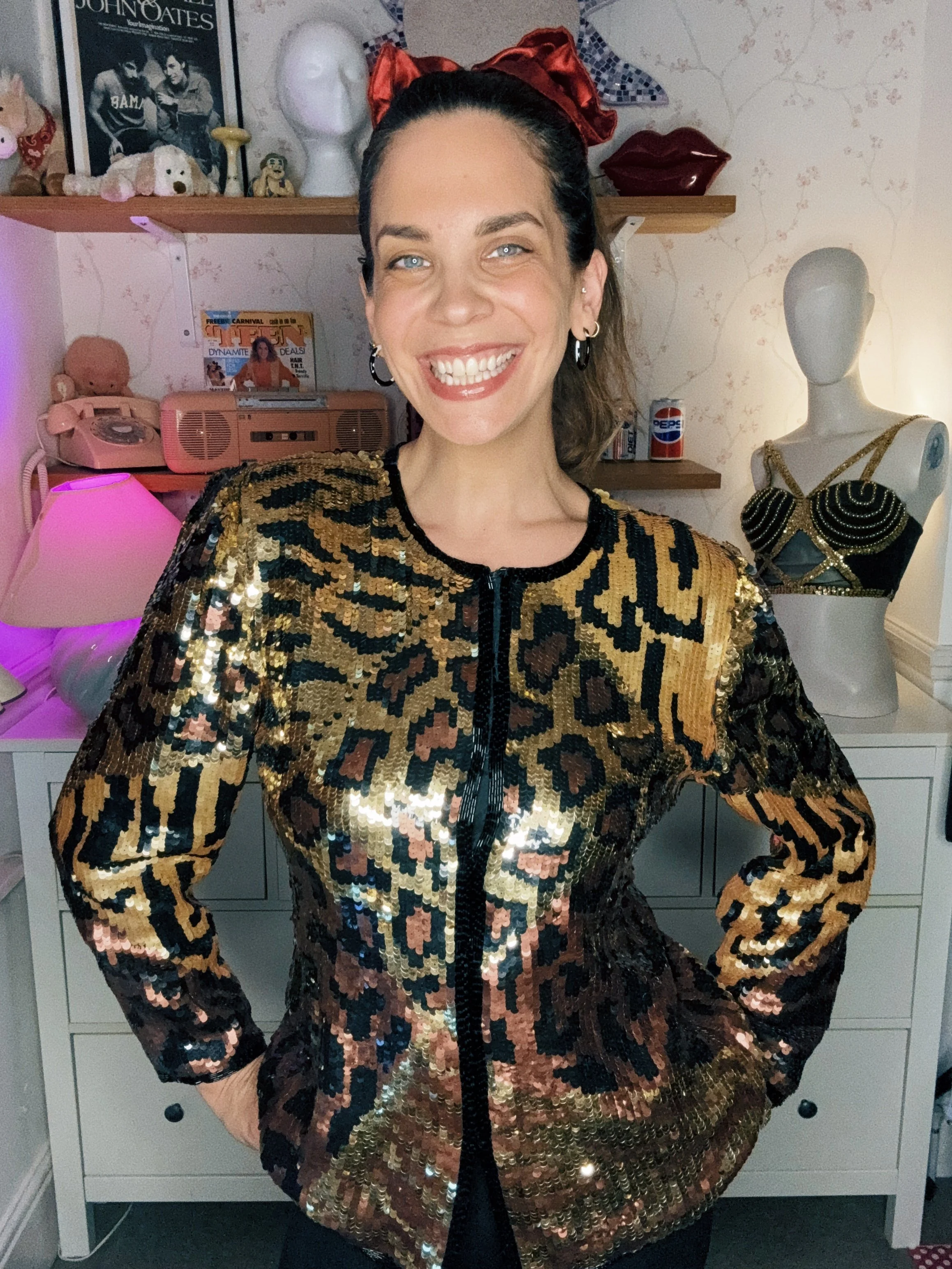 1980s Laurence Kazar leopard sequin jacket