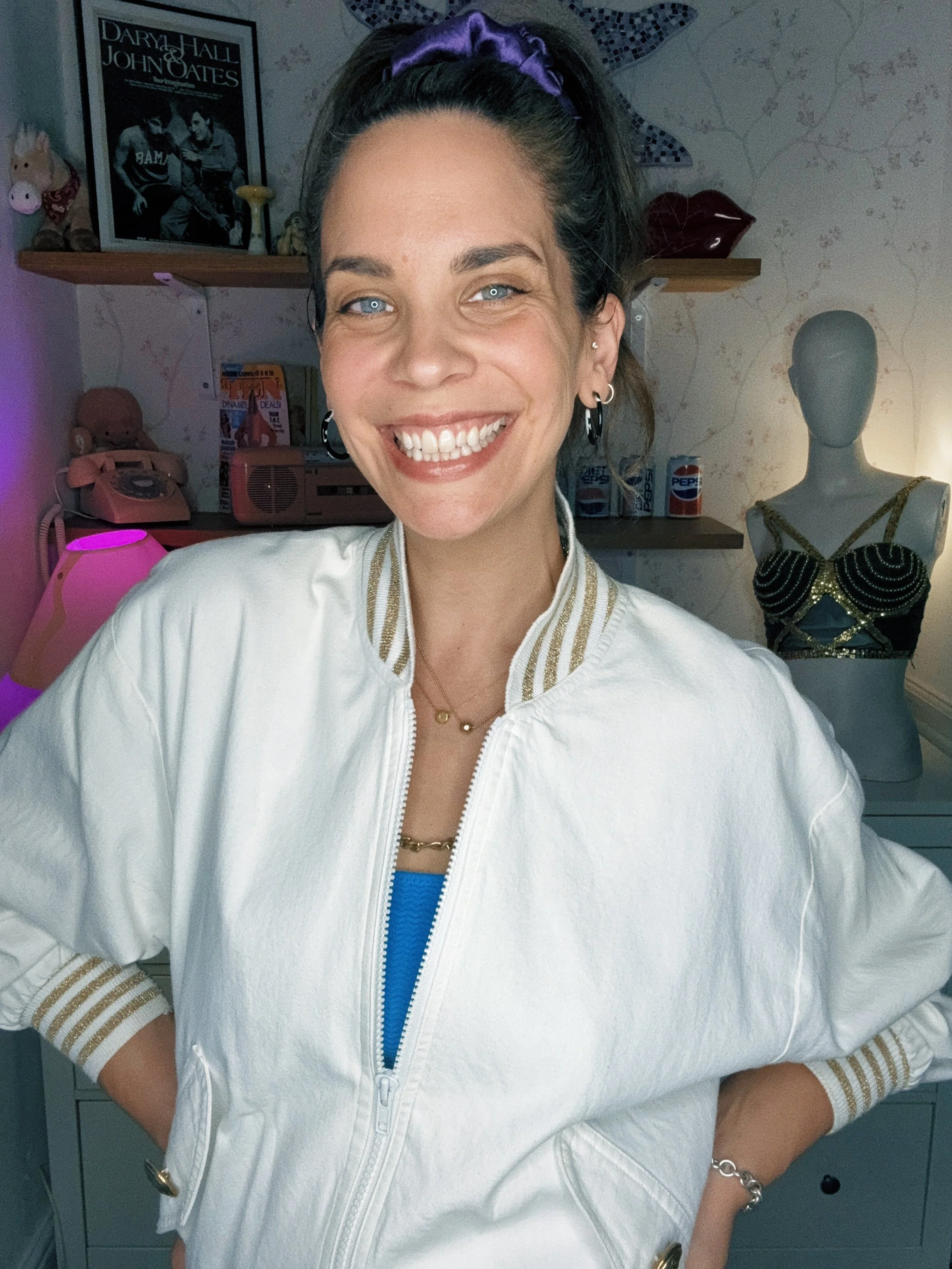 1980s Lillie Rubin White & Gold Sailor Bomber