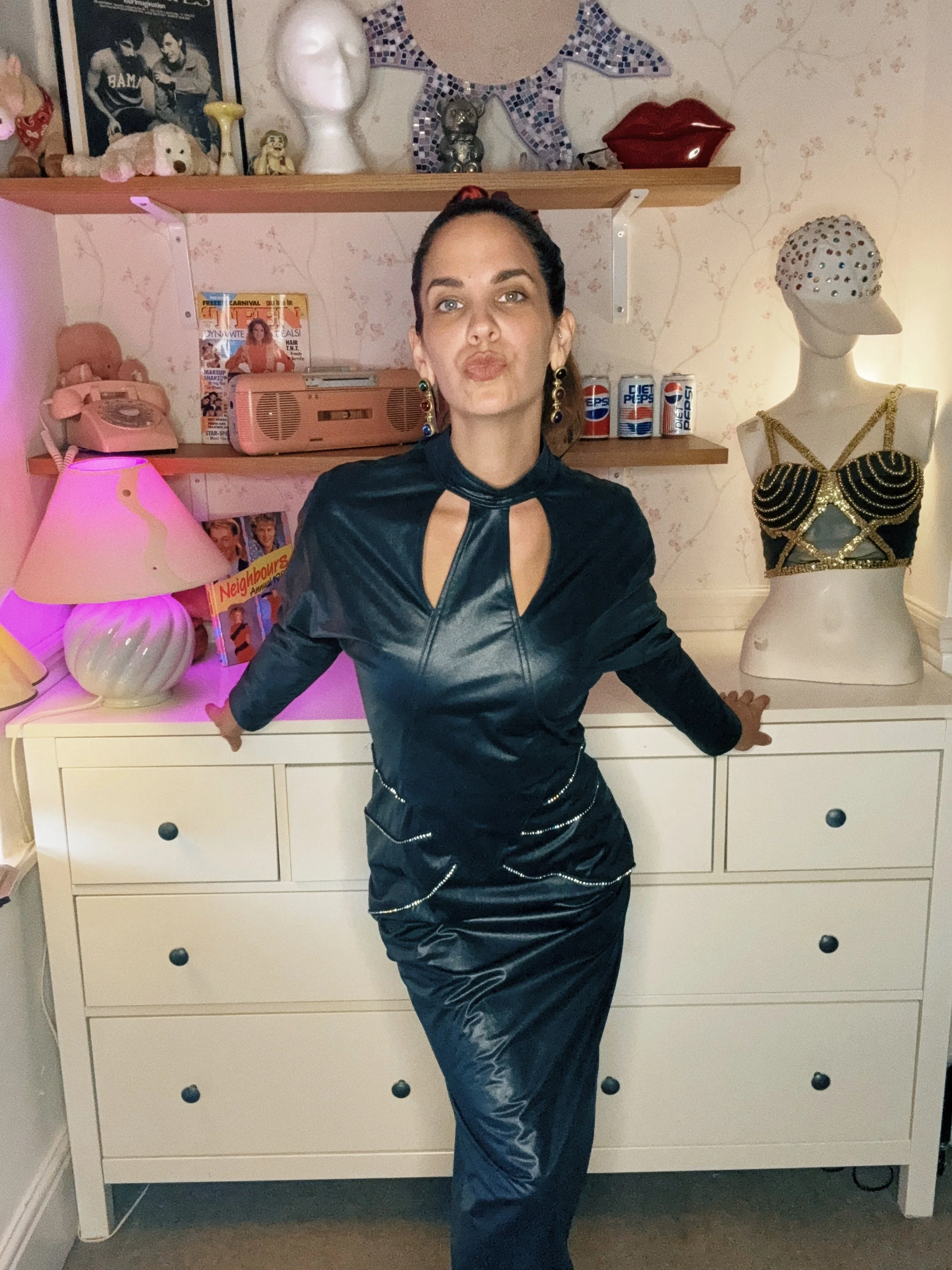 1980s Hidy Misawa Leather Look Dress