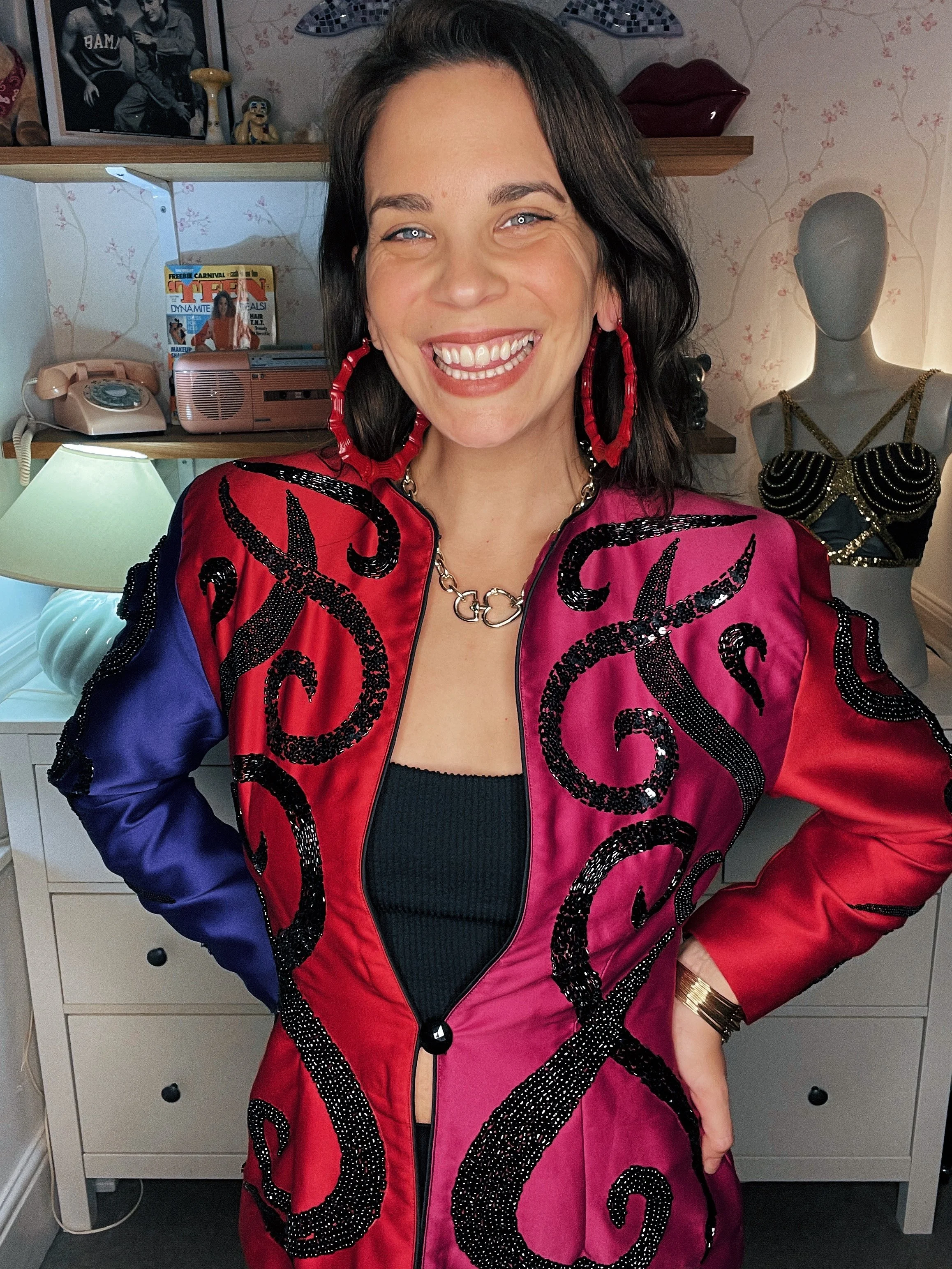 1990s Embellished Colourful Blazer Jacket