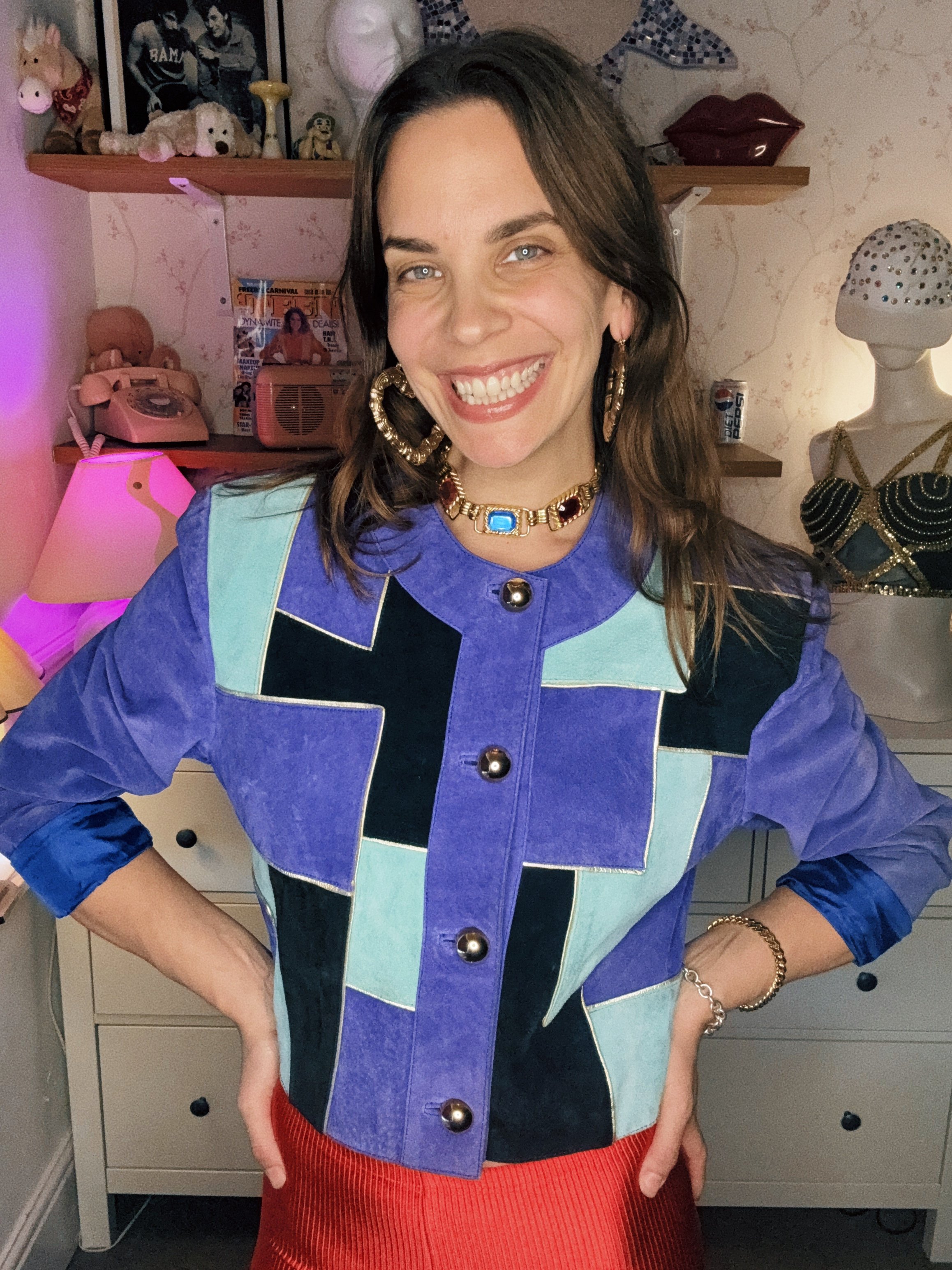 Patti Pen Colour Block Suede Jacket