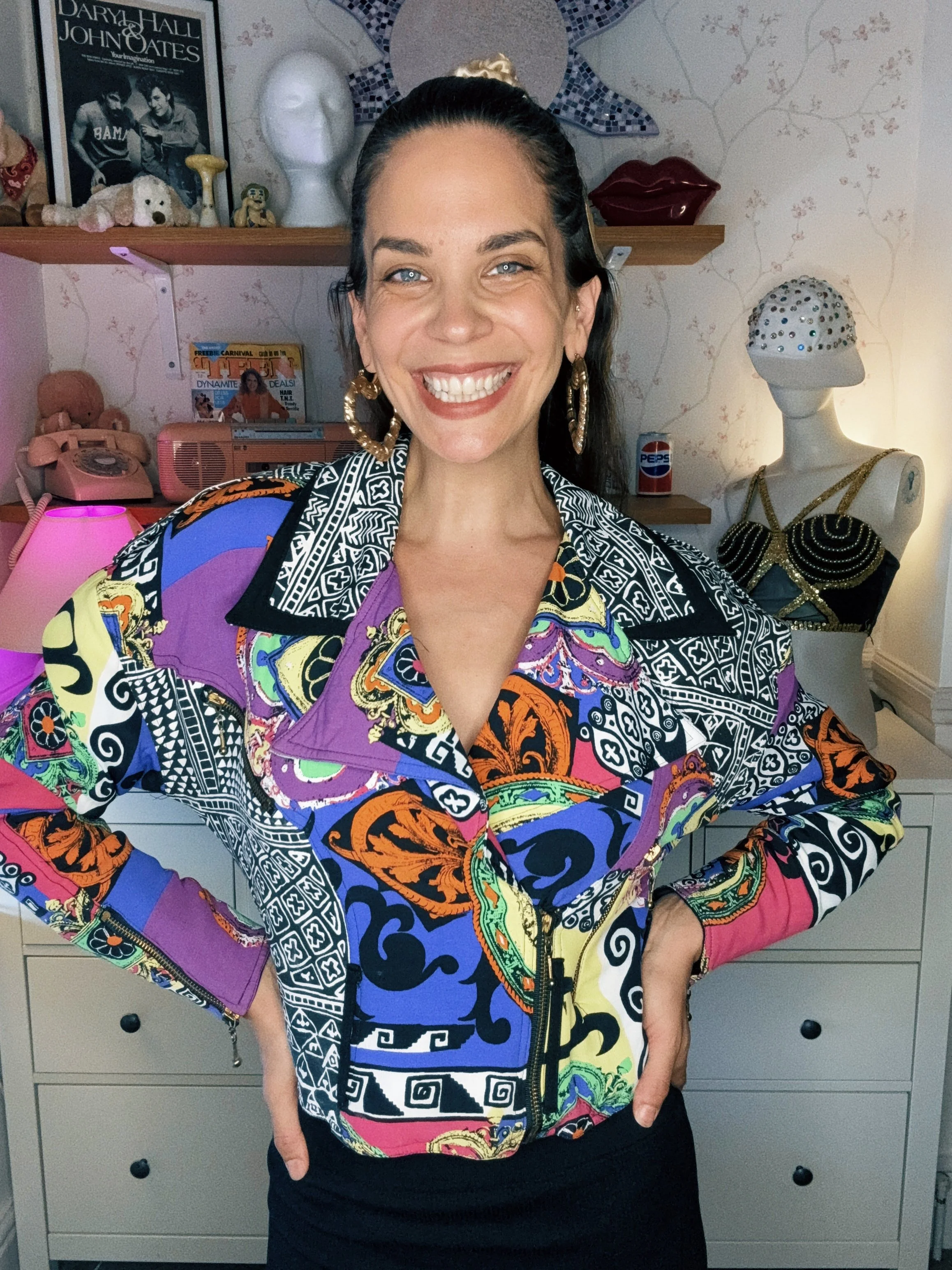 Vintage Cache Cropped Abstract Printed Jacket