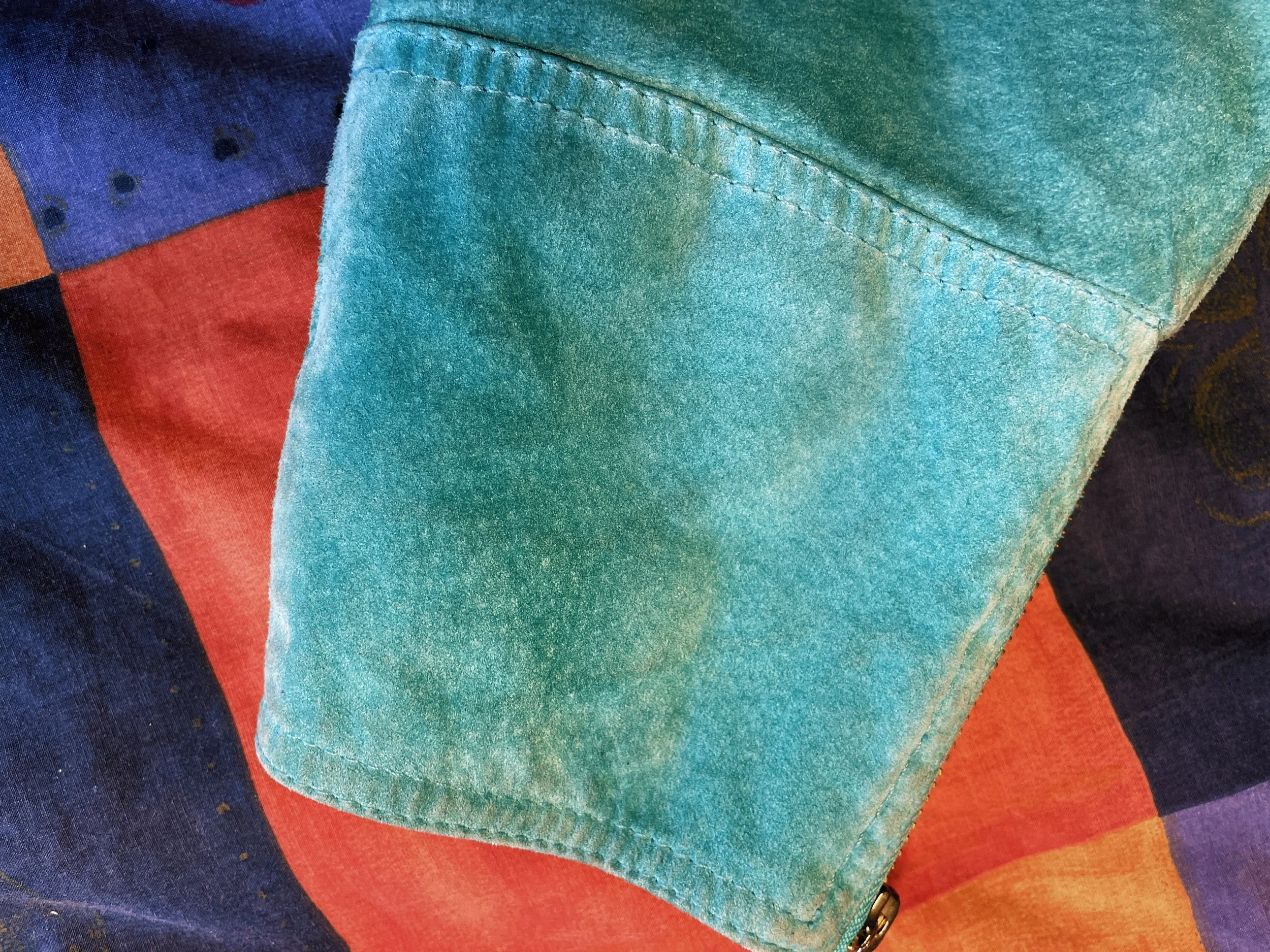 1980s Dino'z turquoise suede jacket — Frankie Says Vintage