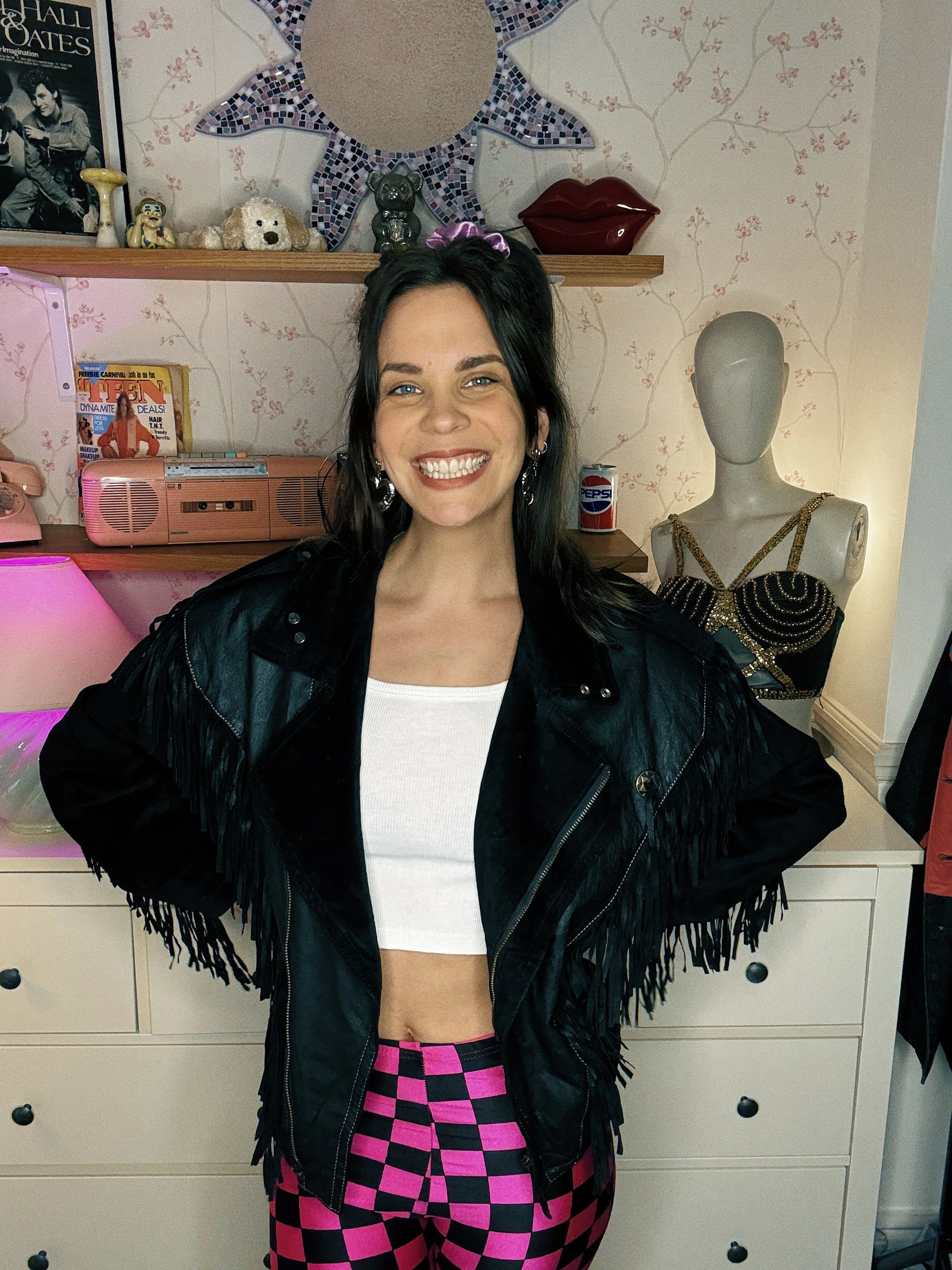 1980s Black Western Leather & Suede Fringe