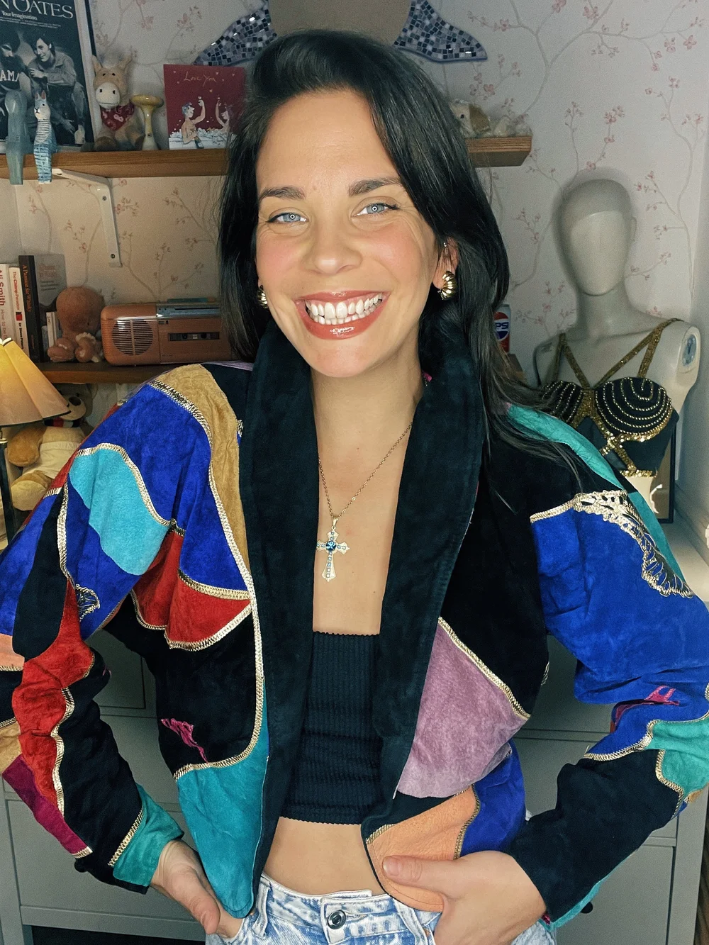 1980s multi-colour block suede jacket — Frankie Says Vintage