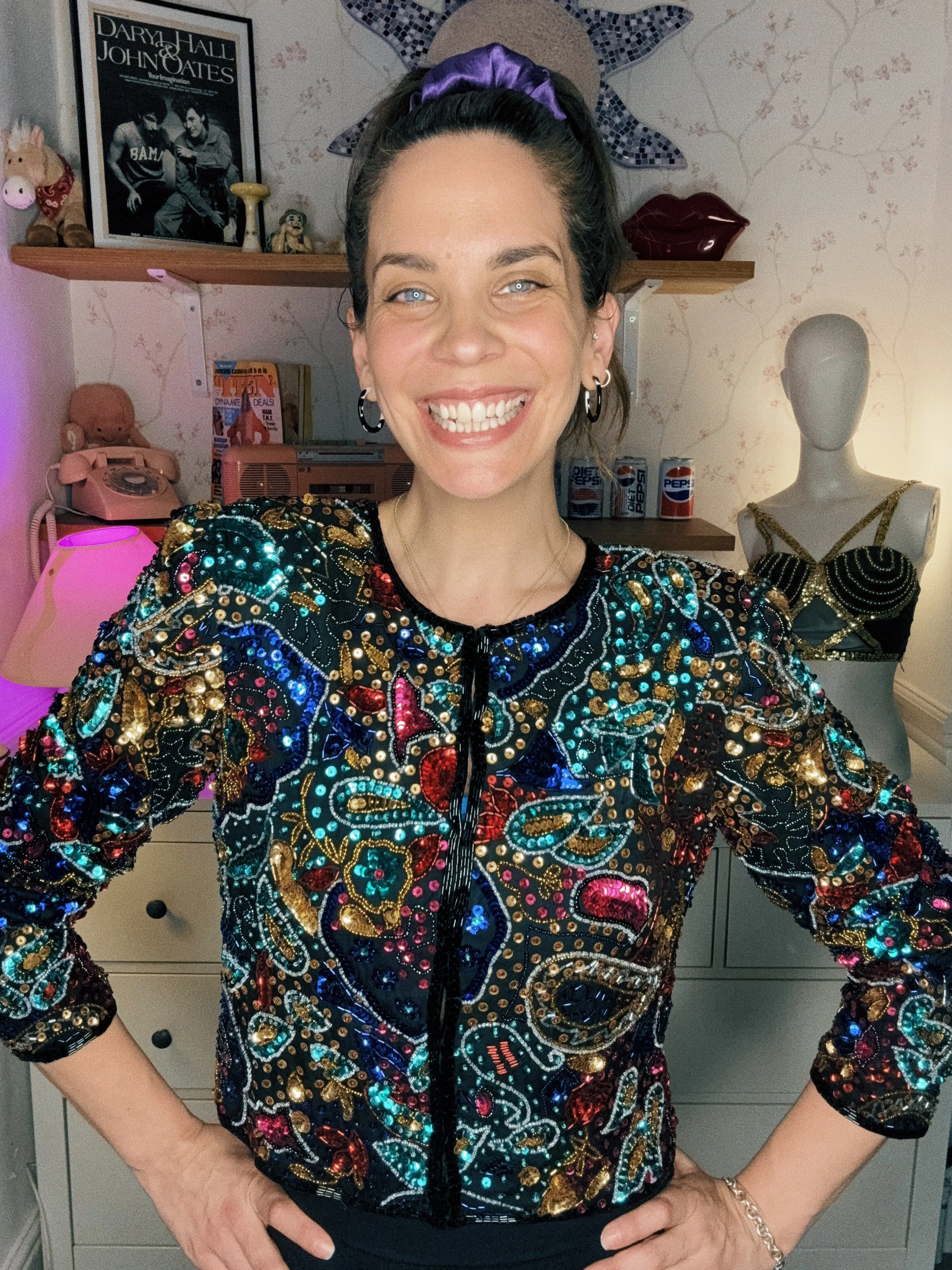1980s Laurence Kazar colourful sequin trophy