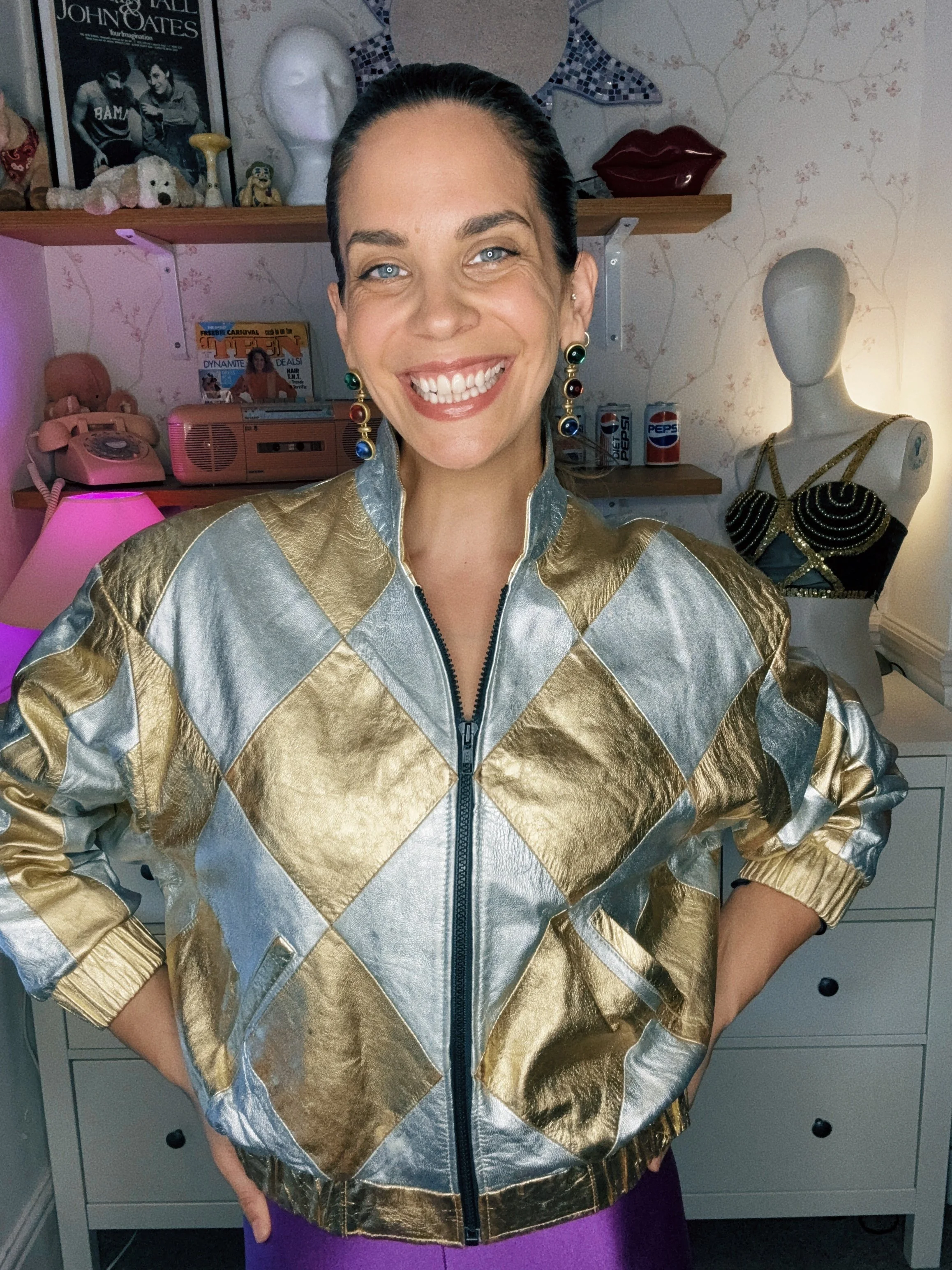1980s Julian K Gold & Silver Leather Bomber