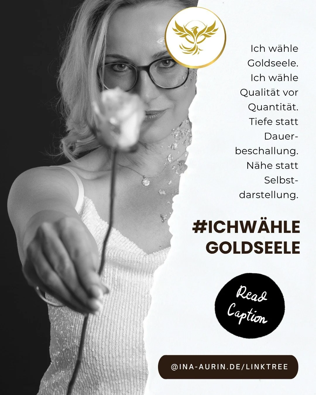 Ich wähle Goldseele.
Und mit dieser Wahl treffe ich auch eine Abgrenzung:
Ich wähle raus aus dem digitalen Getöse.
Raus aus der Optimierungs-Spirale.
Ich möchte keine DMs mehr von Coach-Machern, Business-Skalierern oder Marketin