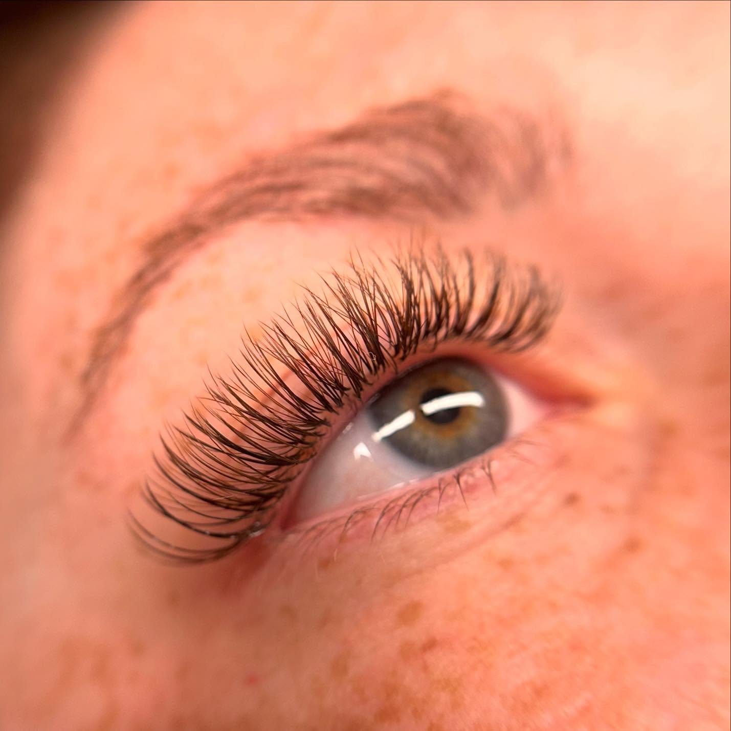 If lash extensions seem too much for you but you&rsquo;re still interested, try them in 🤎brown🤎

(this is a brown hybrid full set)