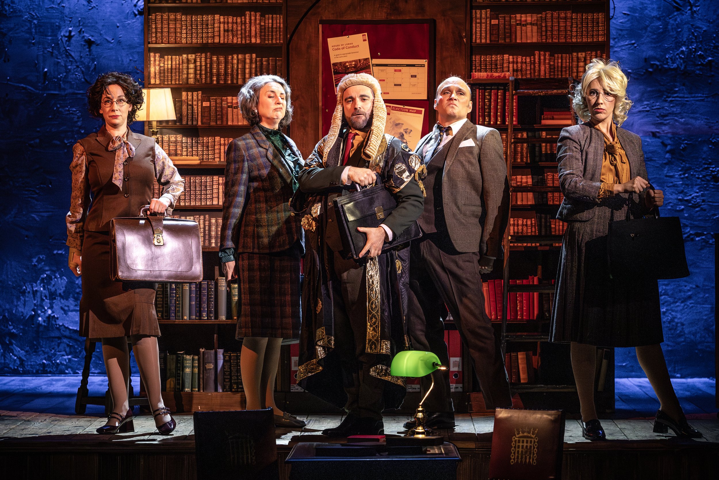 Charles Court Opera_s Iolanthe © Craig Fuller From left to right_ Martha Jones (Peer), Catrine Kirkman (Mountararat), Matthew Kellett (Lord Chancellor), David Menezes (Tolloller) and Sarah Prestwidge (Peer).jpg