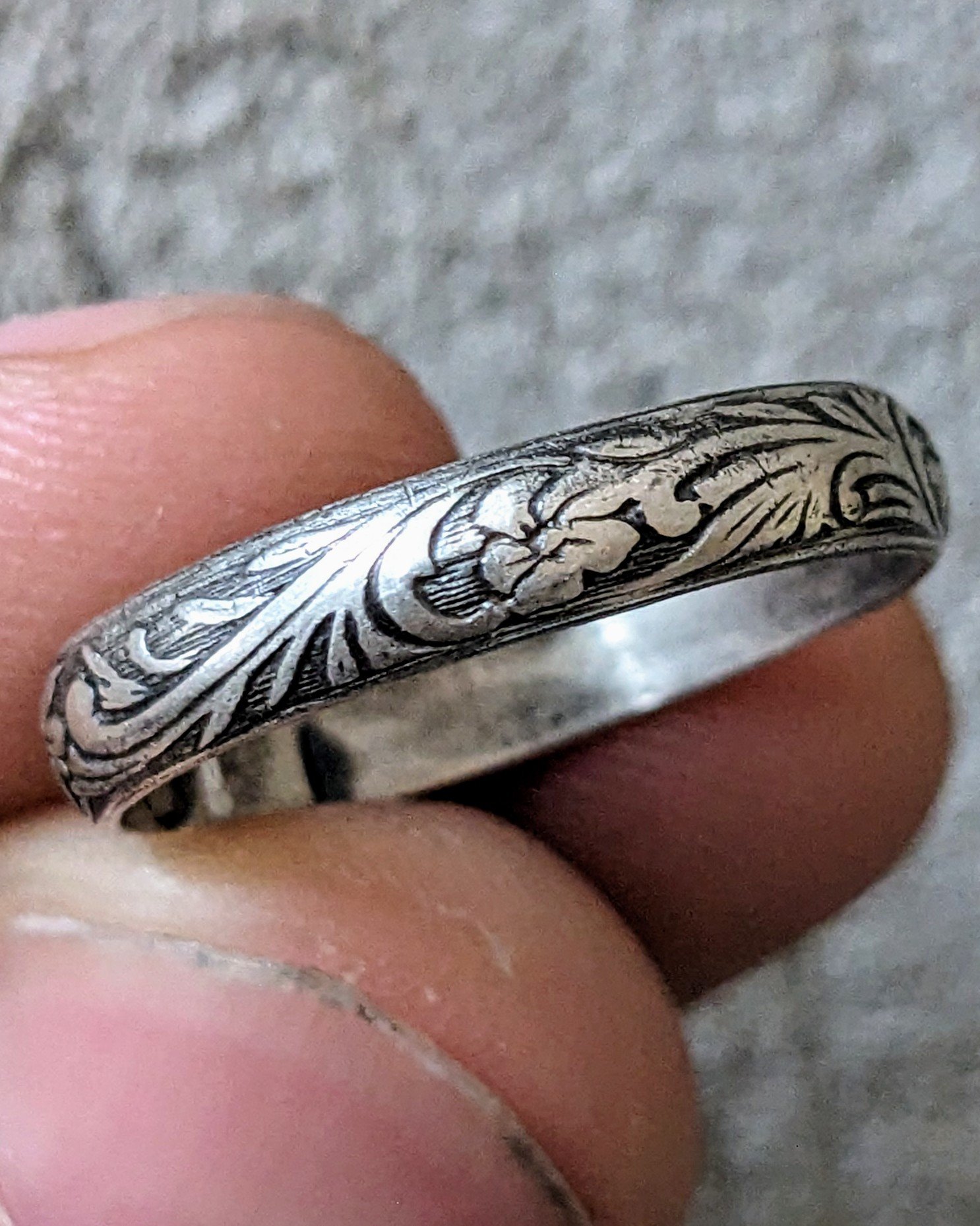 Antique Wedding Band- sterling- size 9