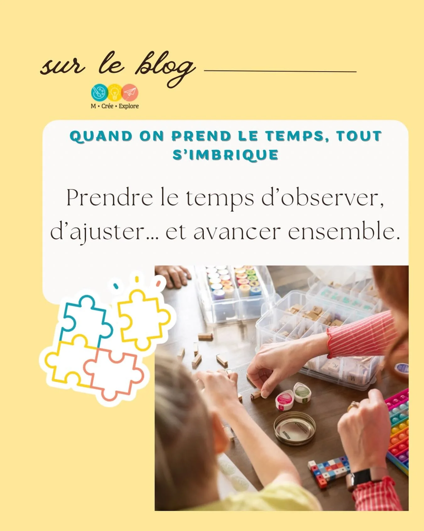 Accompagner un enfant, c&rsquo;est parfois un casse-t&ecirc;te 🧩 .
On observe, on ajuste, on essaie&hellip; puis on recommence.

Dans l&rsquo;article de janvier ✏️ , je partage cette m&eacute;taphore qui me parle tant,
et ce que janvier m&rsquo;a ra