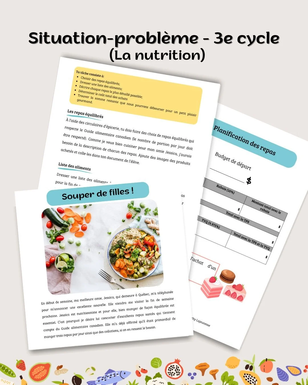 Souper entre amies

🥗 Les math&eacute;matiques peuvent aussi passer par&hellip; la planification d&rsquo;un souper !

Dans cette situation-probl&egrave;me, les &eacute;l&egrave;ves doivent organiser un repas &eacute;quilibr&eacute; tout en respectan