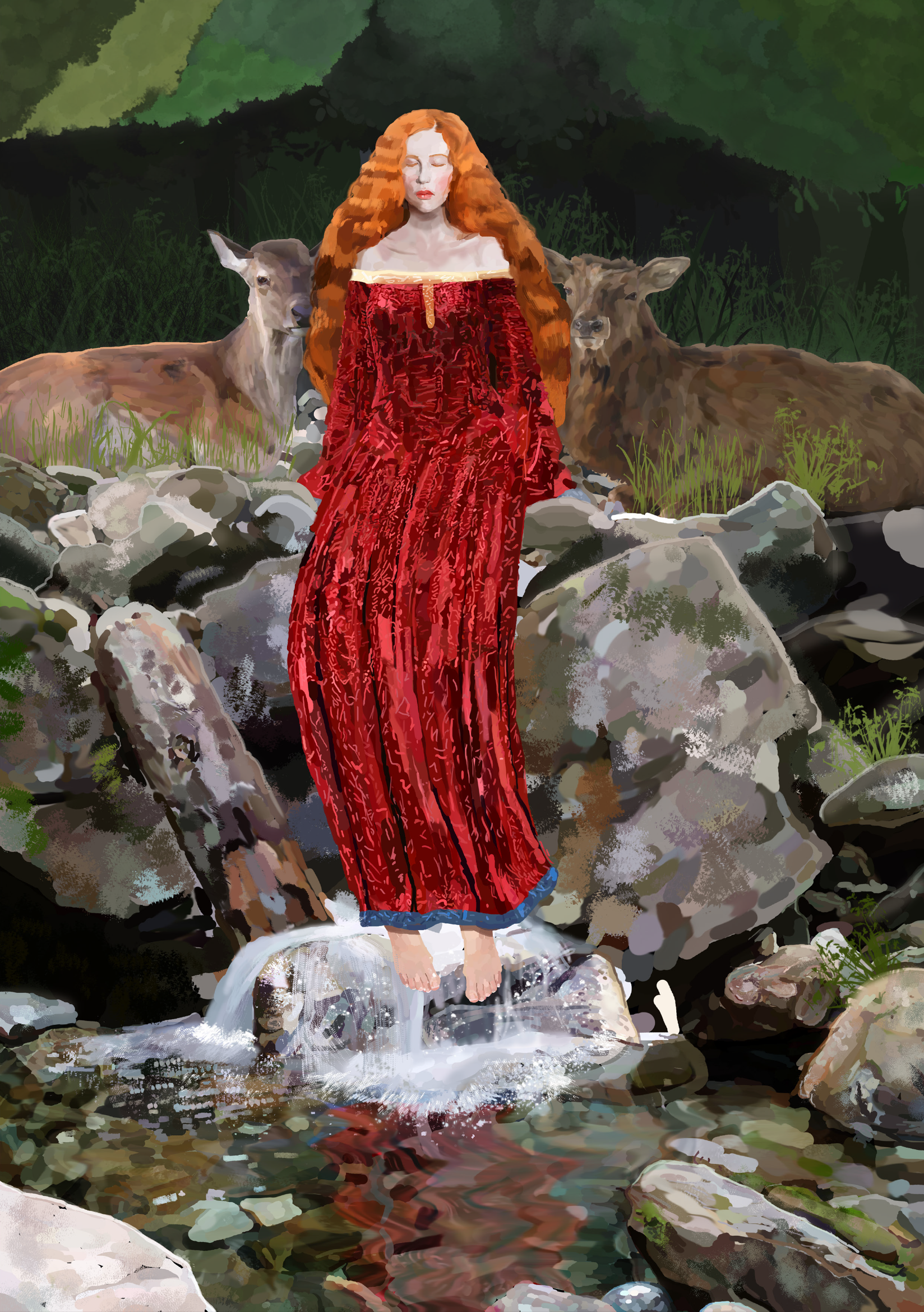 Woman and Deer
