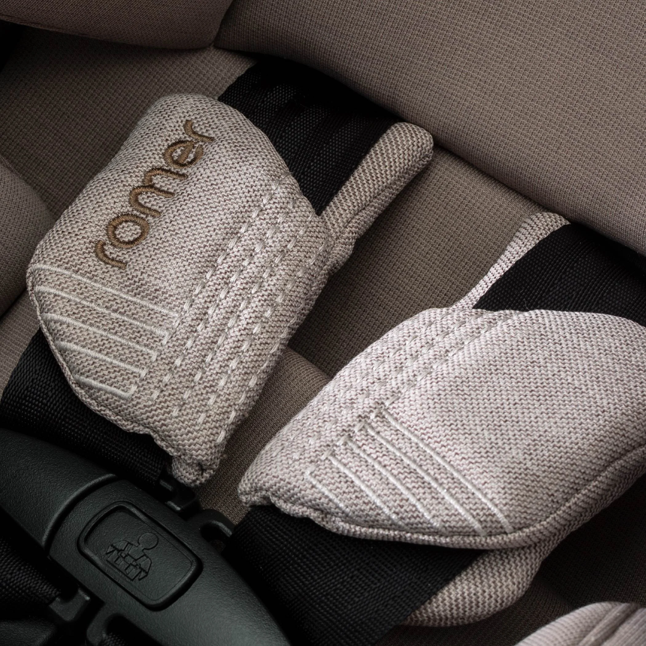 Harness straps with detailed stitching