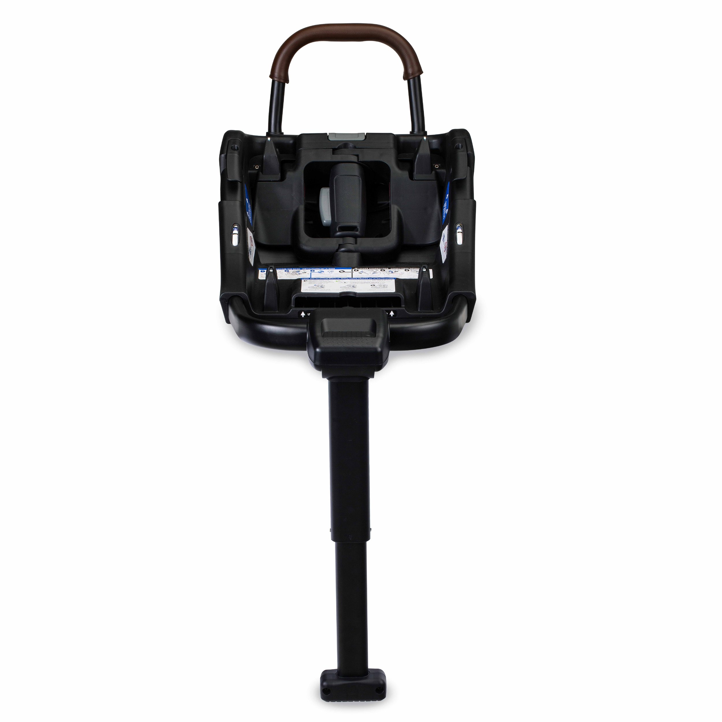 A car seat base with an anti-rebound bar and a load leg.