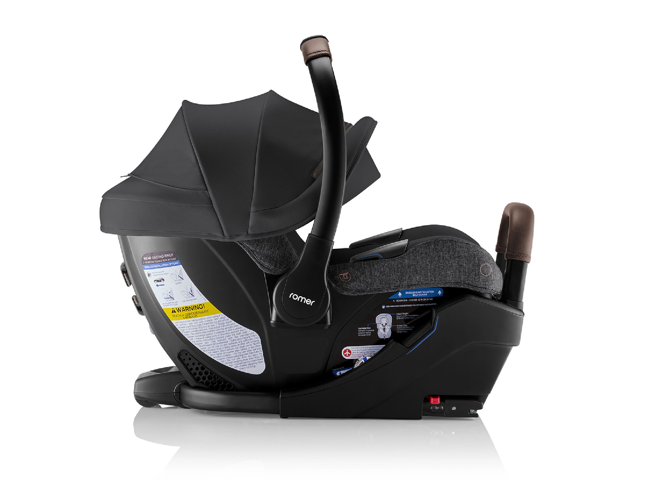 Profile view of Juni Infant Car Seat