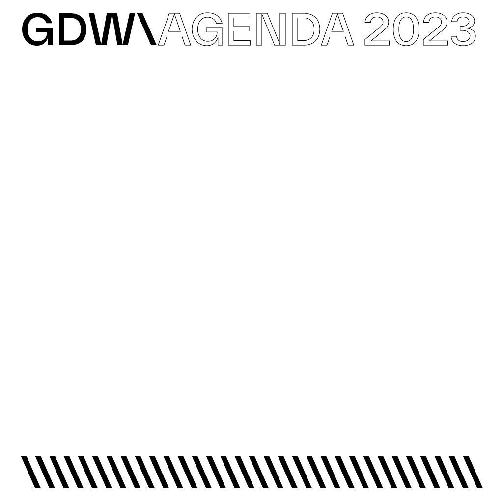 GDW\ 23 - PRO
1, 2, 3 DIC 📍 @studiofollow @galiciadesignweek 

_Graffica Talks
_Premios @grafficainfo
_Pro Talks
_Proxecci&oacute;n &ldquo;Letras que marcan&rdquo;

Tickets de balde gdw.gal &gt; &ldquo;Tickets Pro&rdquo;
/ Ligaz&oacute;n na bio /

G