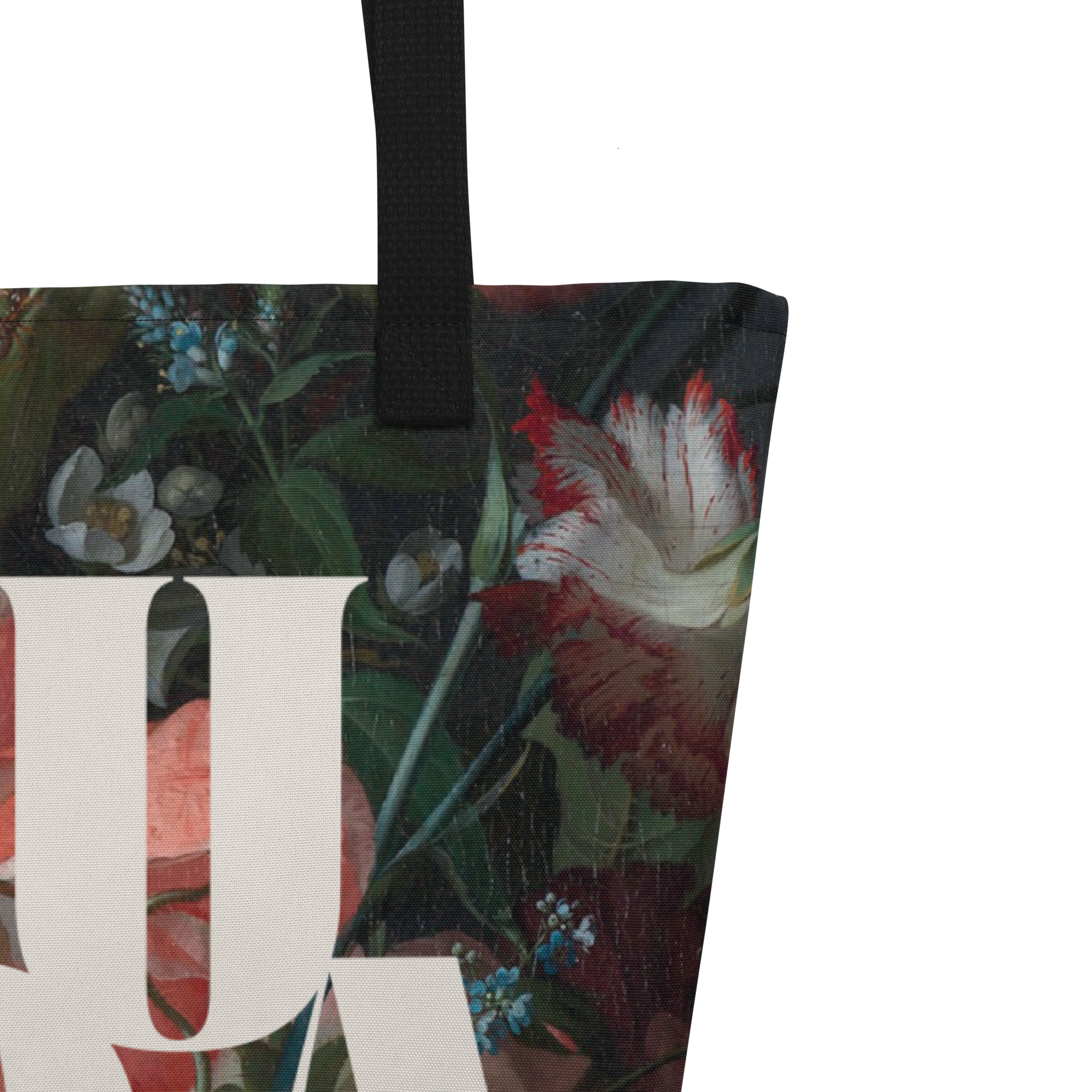 WELCOME ABUNDANCE ART HISTORY LARGE TOTE BAG DETAIL
