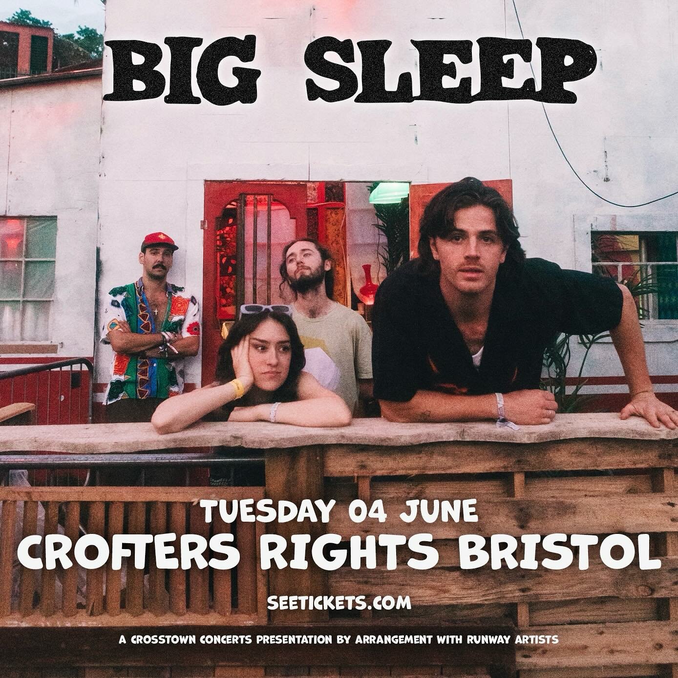 Dublin&rsquo;s @bigsleepmusic make their Bristol headline debut at @crofters_rights on Tuesday 4 June. 🎧 Give their latest single Two Cents a spin. Tickets go on sale this Wed at 10am 🌟