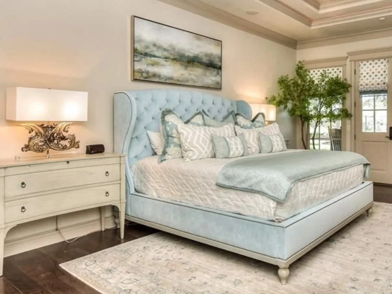 Luxury Primary suite, French Country primary suite, Custom Upholstery, Luxury Primary Suite, Georgetown, TX