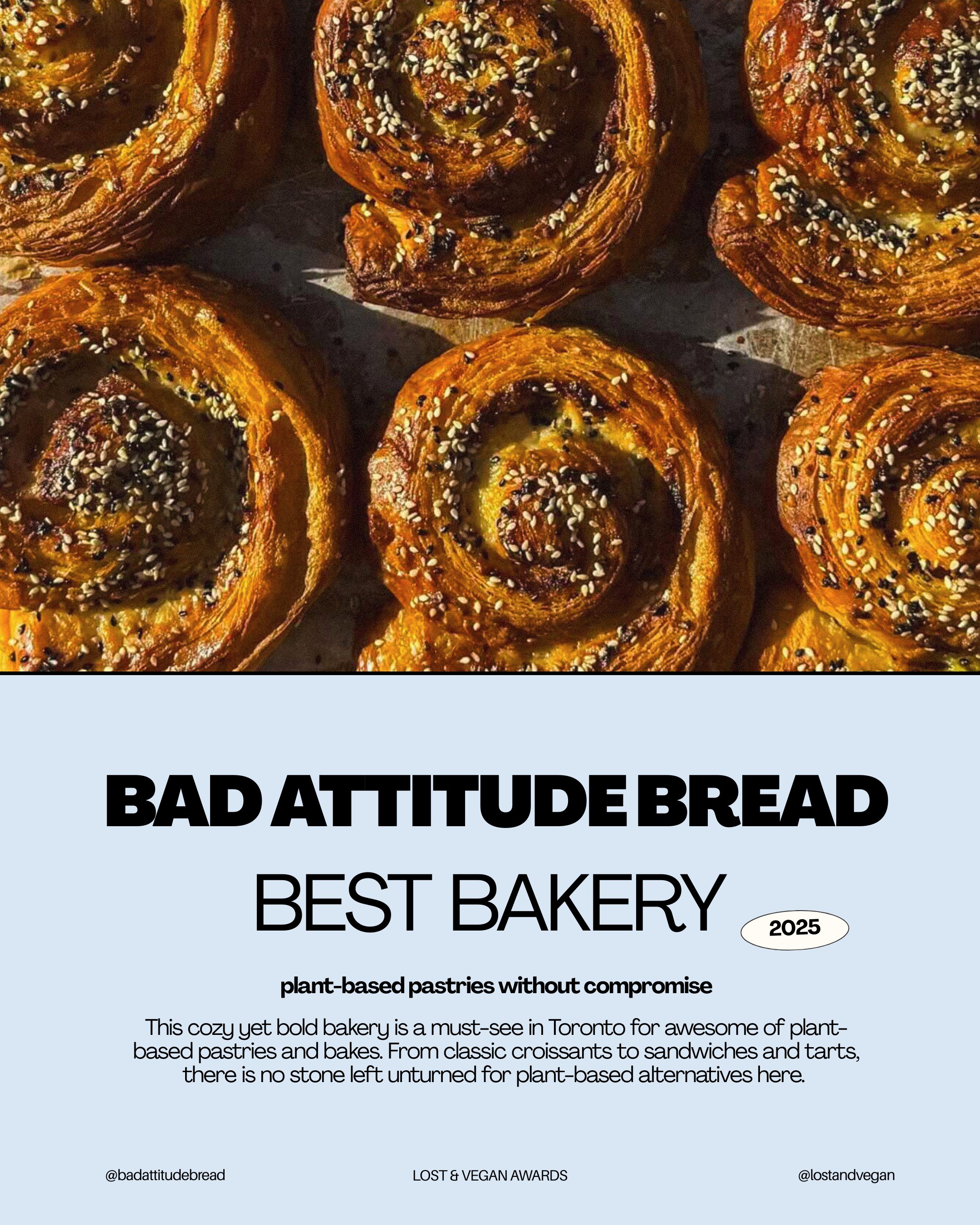 Close-up of several baked pastries resembling cinnamon rolls, topped with sesame seeds.