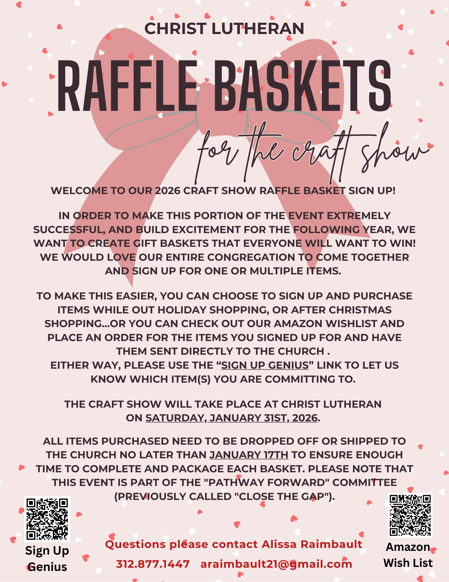 Raffle Basket Sign-up info for Craft Show