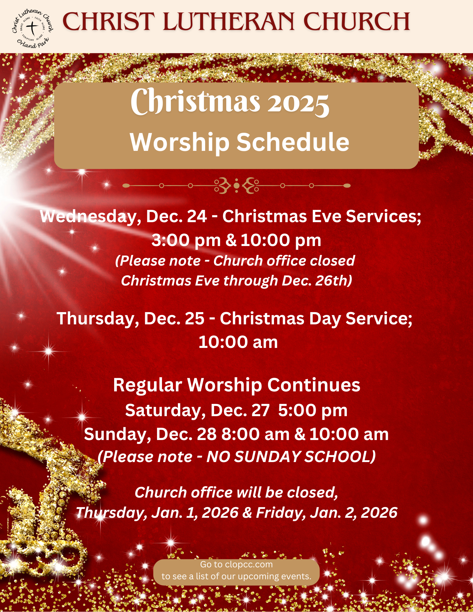 Christmas Worship Schedule 2025