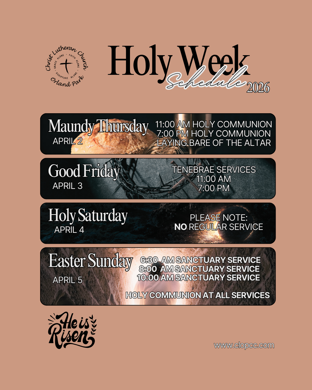 Holy Week 2026 Schedule