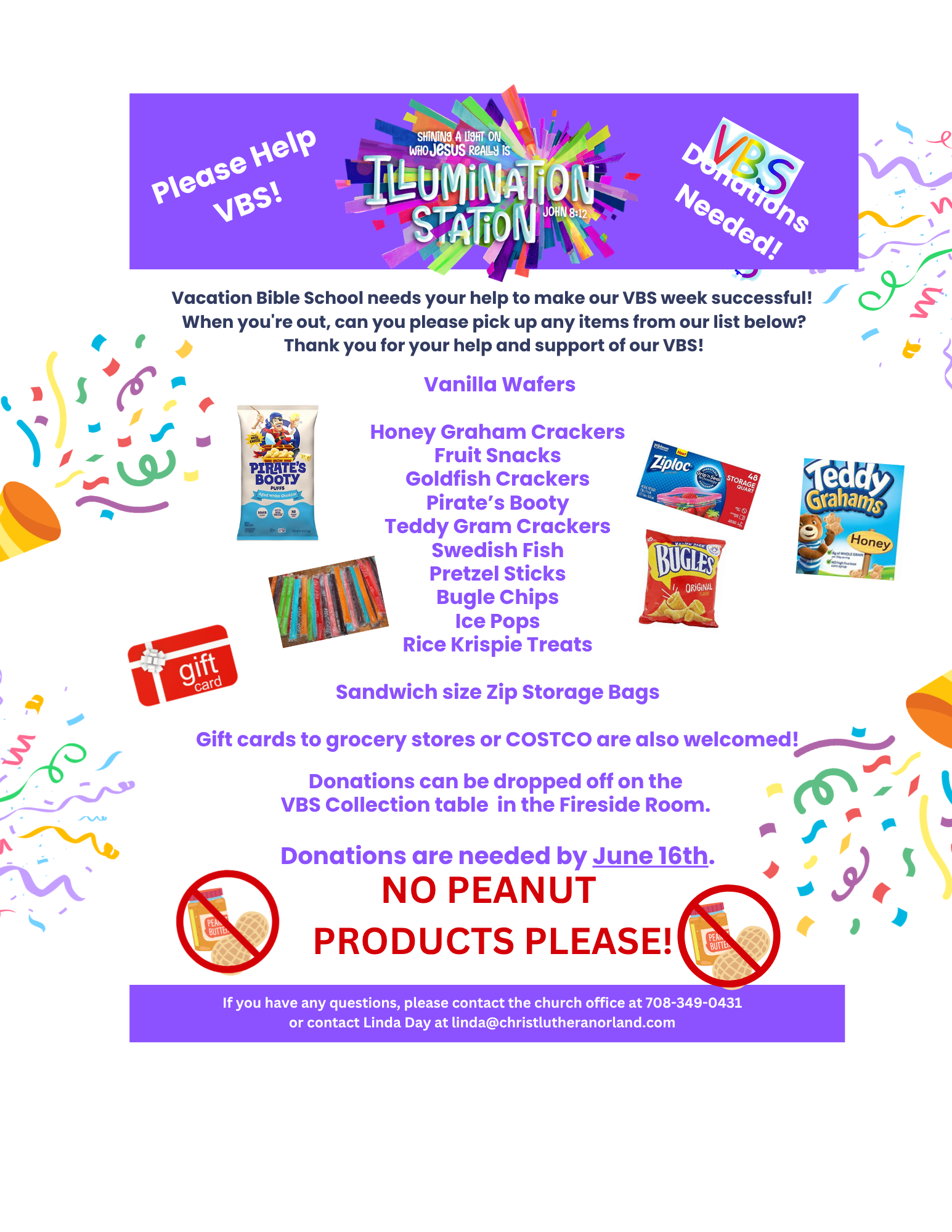 VBS Donations Requested