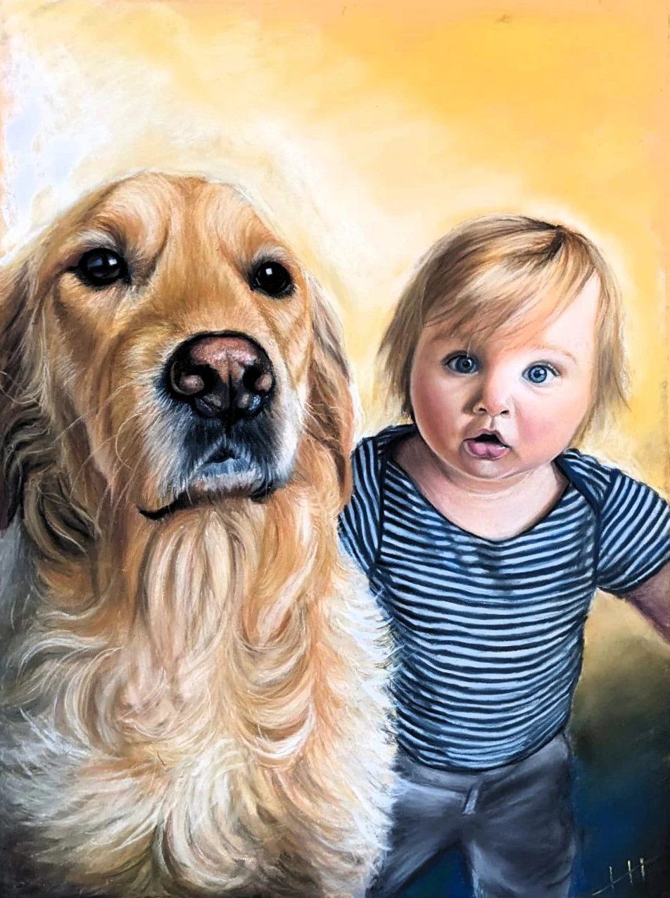 Oscar and Baby, Soft Pastels, 2023