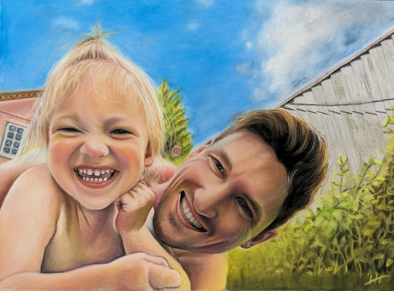 Daddy and Daughter, Soft Pastels, 2023, 
