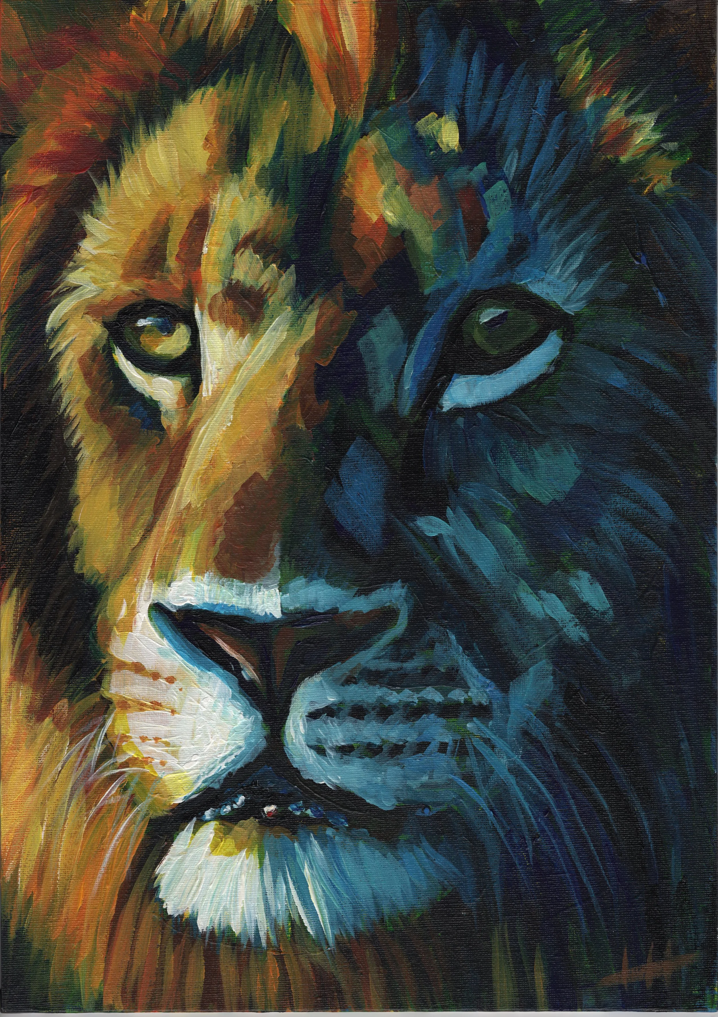 lion, acrylics, a3 canvas board.jpg