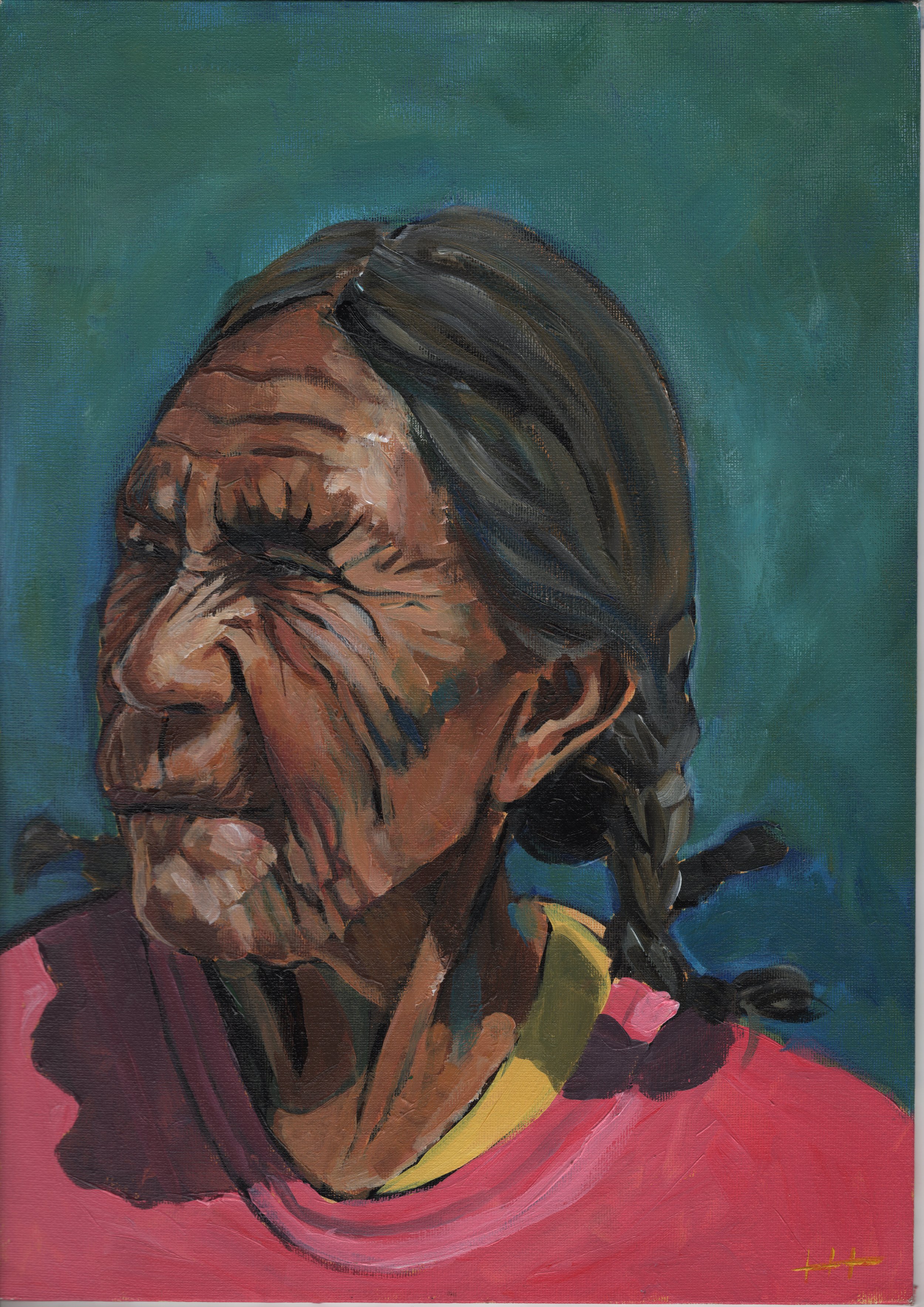 Old Lady, acrylics,  A3, canvas board.jpg