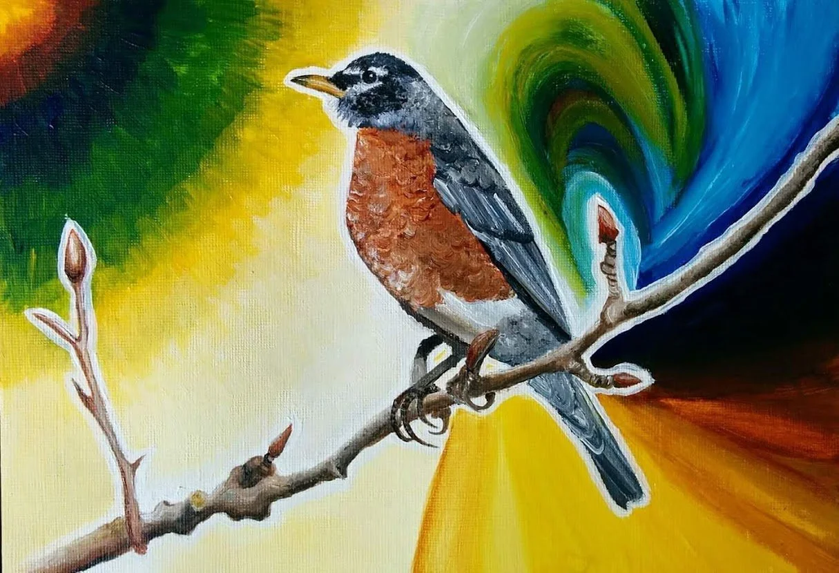 American Robin, Acrylics, 2018
