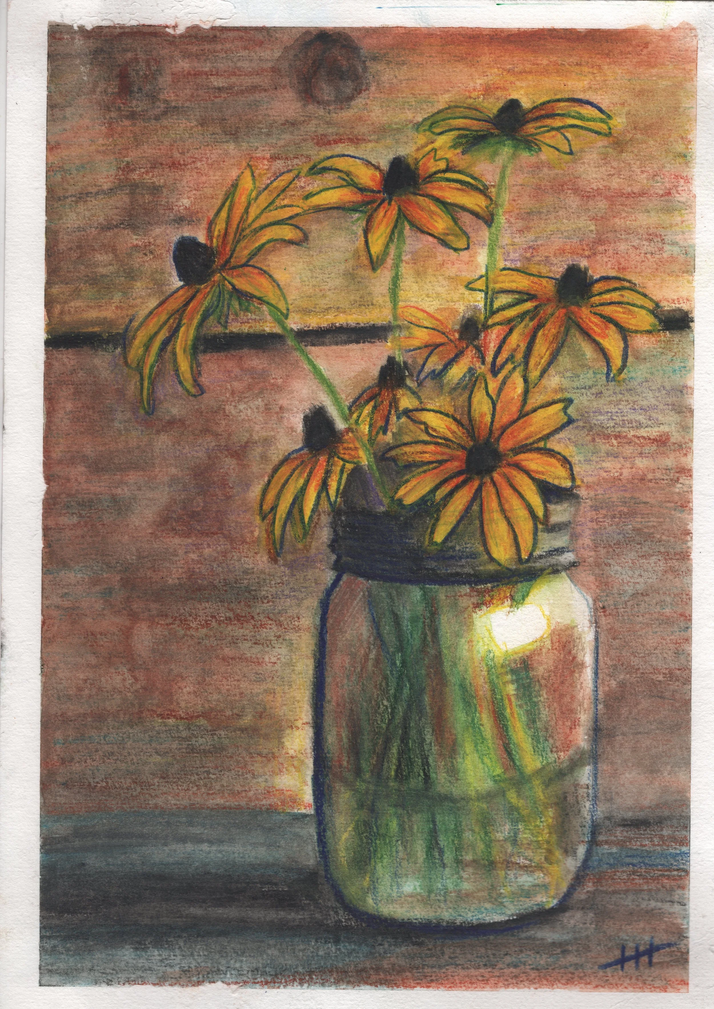 flowers, watercolour pencil, a4, paper.jpg