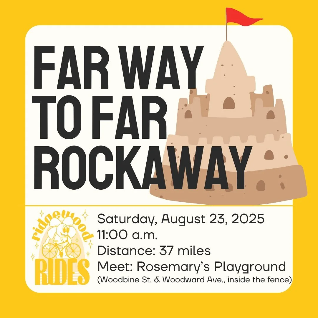 This Saturday, take the far way to Far Rockaway! 🏖️ Join Ridgewood Rides for a beach day via the less-traveled eastern route around Jamaica Bay 🎣. 

We&rsquo;ll head east through Glendale and Forest Park 🌳 before working our way southeast through 