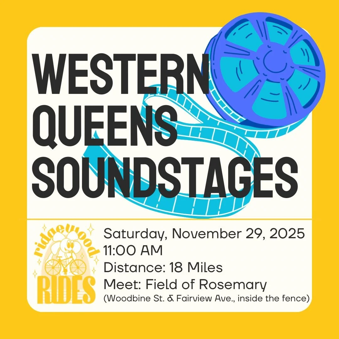 Up next, join us this Saturday to but  off your Thanksgiving calories 🦃 as we pedal past seven Western Queens soundstages where film &amp; TV productions like Sesame Street, Succession, and Sex and the City were shot 🎥🎬🎞️. 

We&rsquo;ll pass @eas