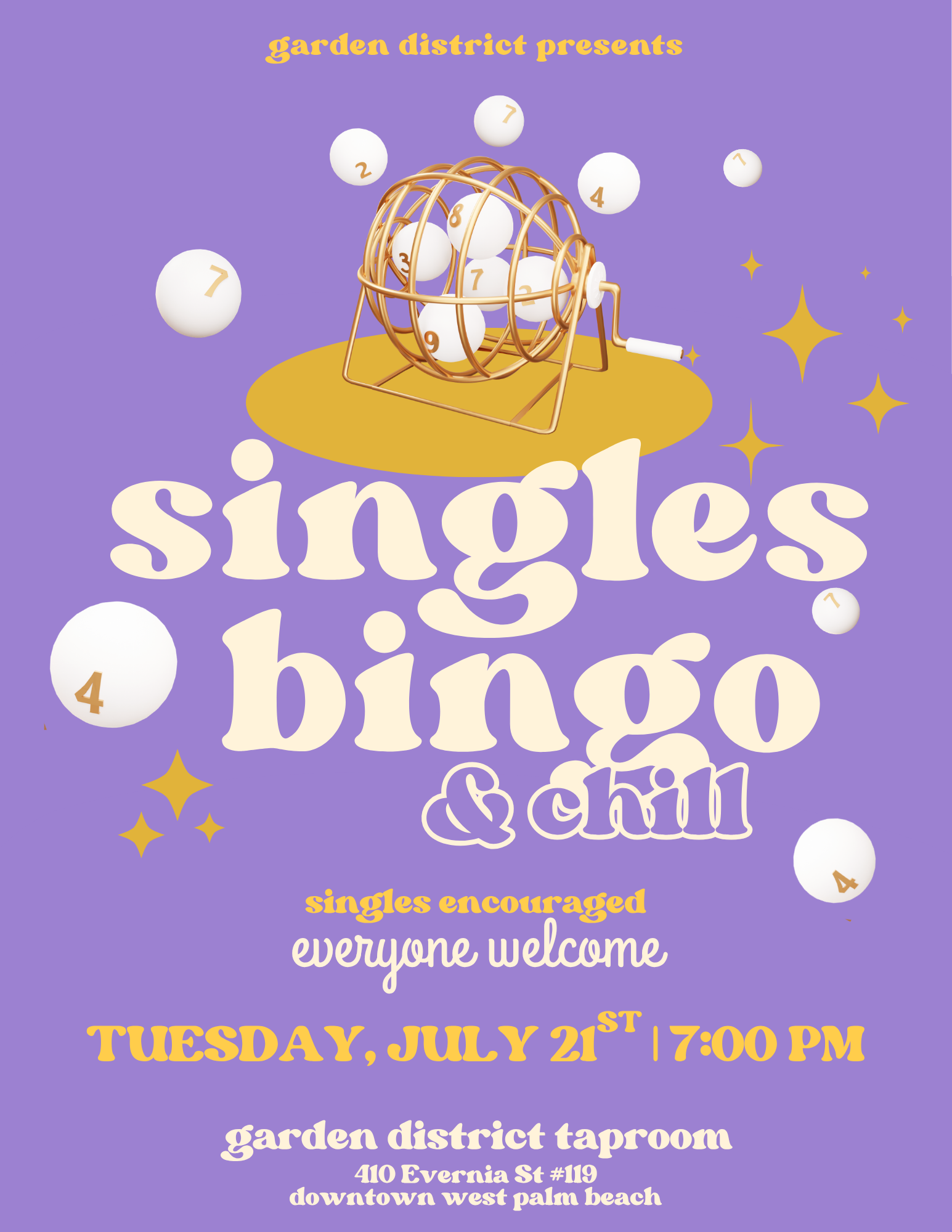 singles bingo at garden district taproom