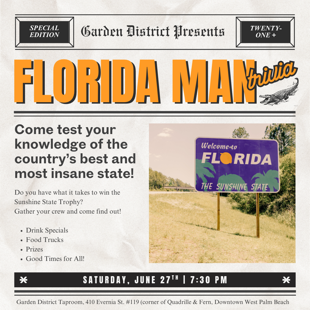 Come test your knowledge of the country's best and most insane state Saturday, June 27th at 7:30pm