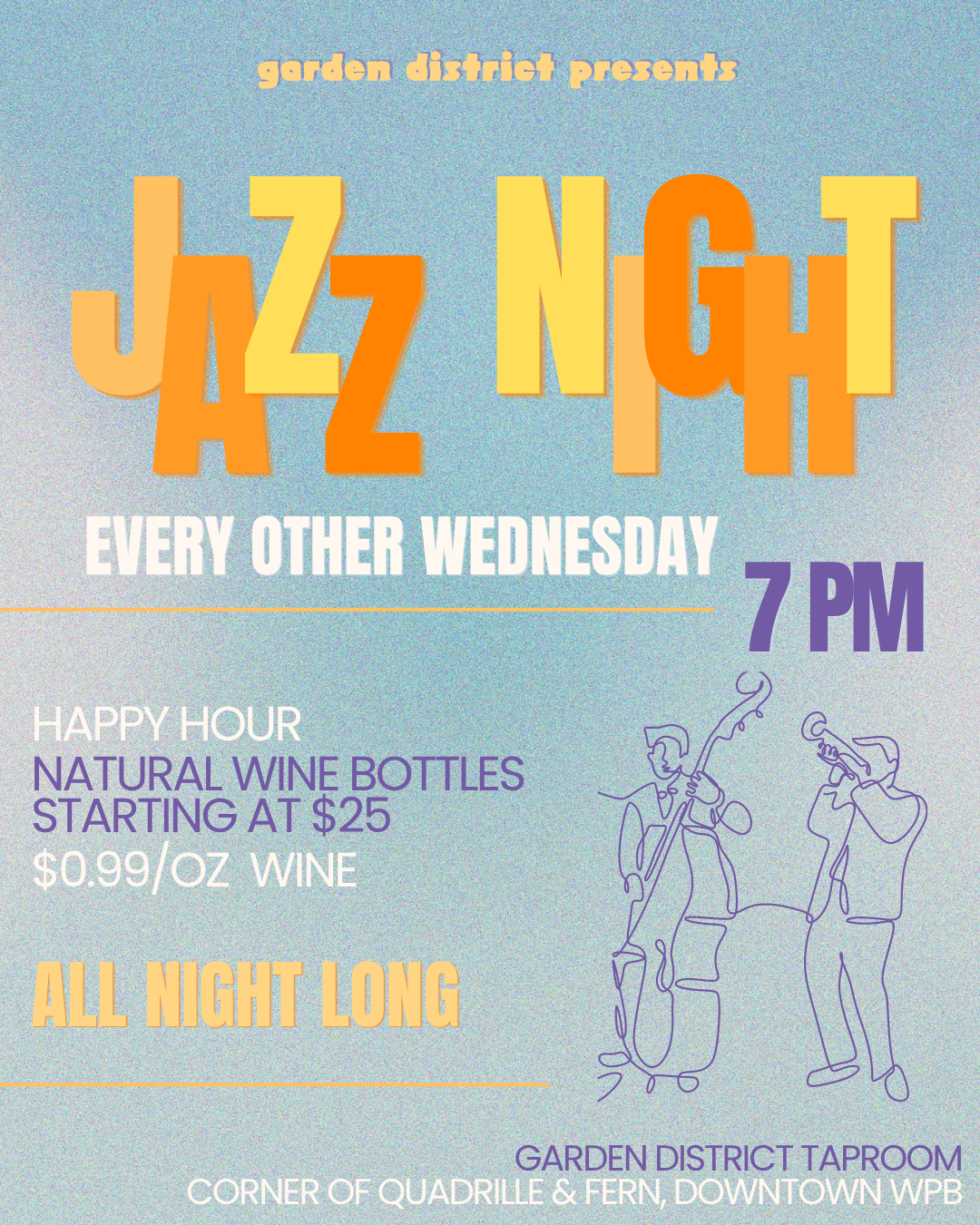 biweekly jazz at garden district taproom downtown wpb