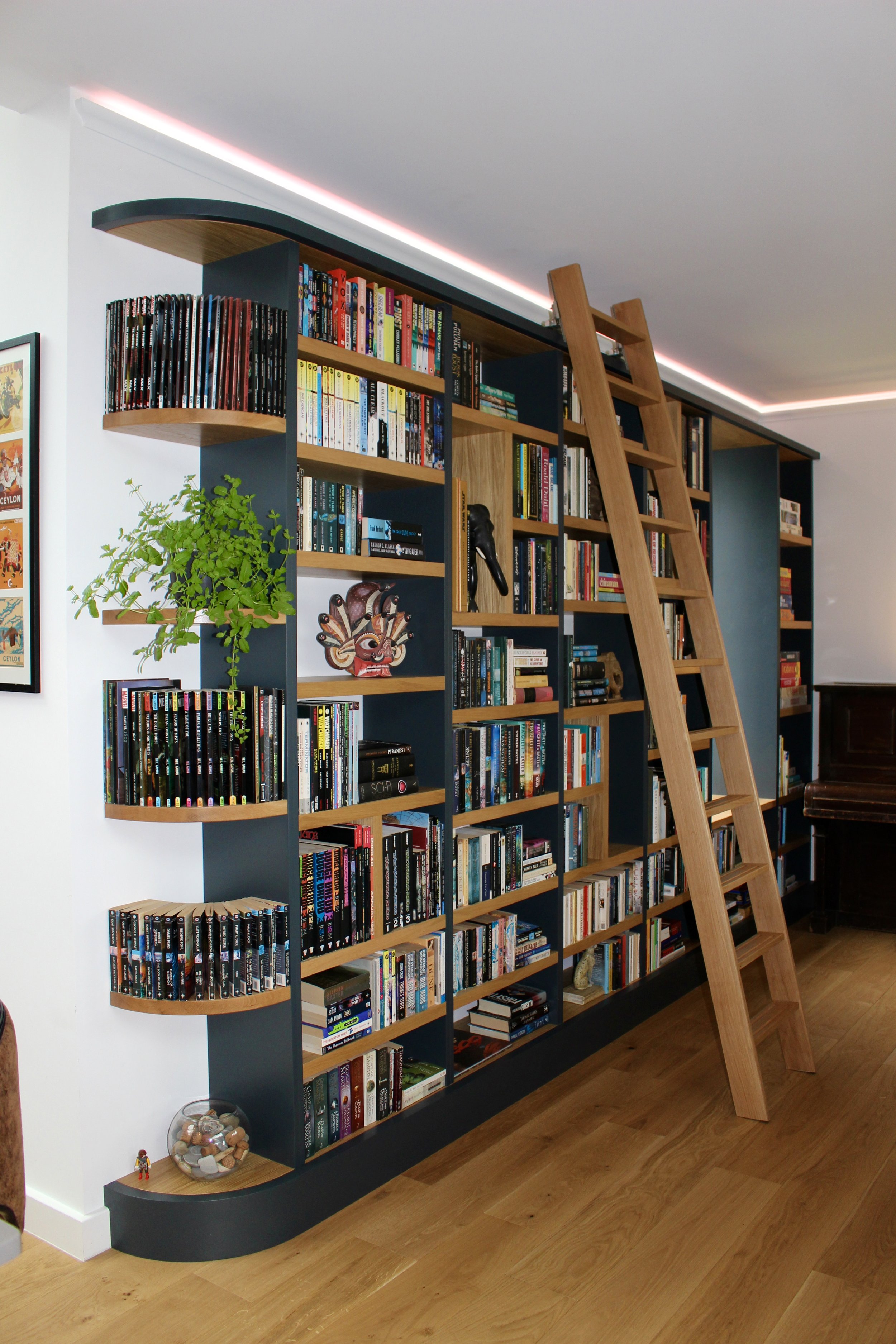 Bespoke Bookcase With Sliding Ladder