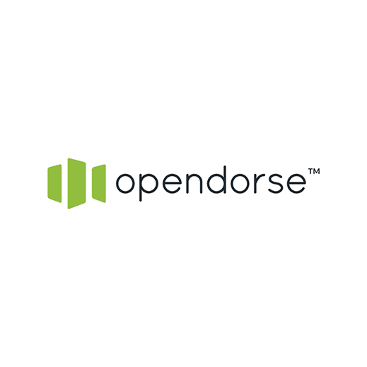 Open source logo with green geometric shapes and the word 'opendorse' in black text.