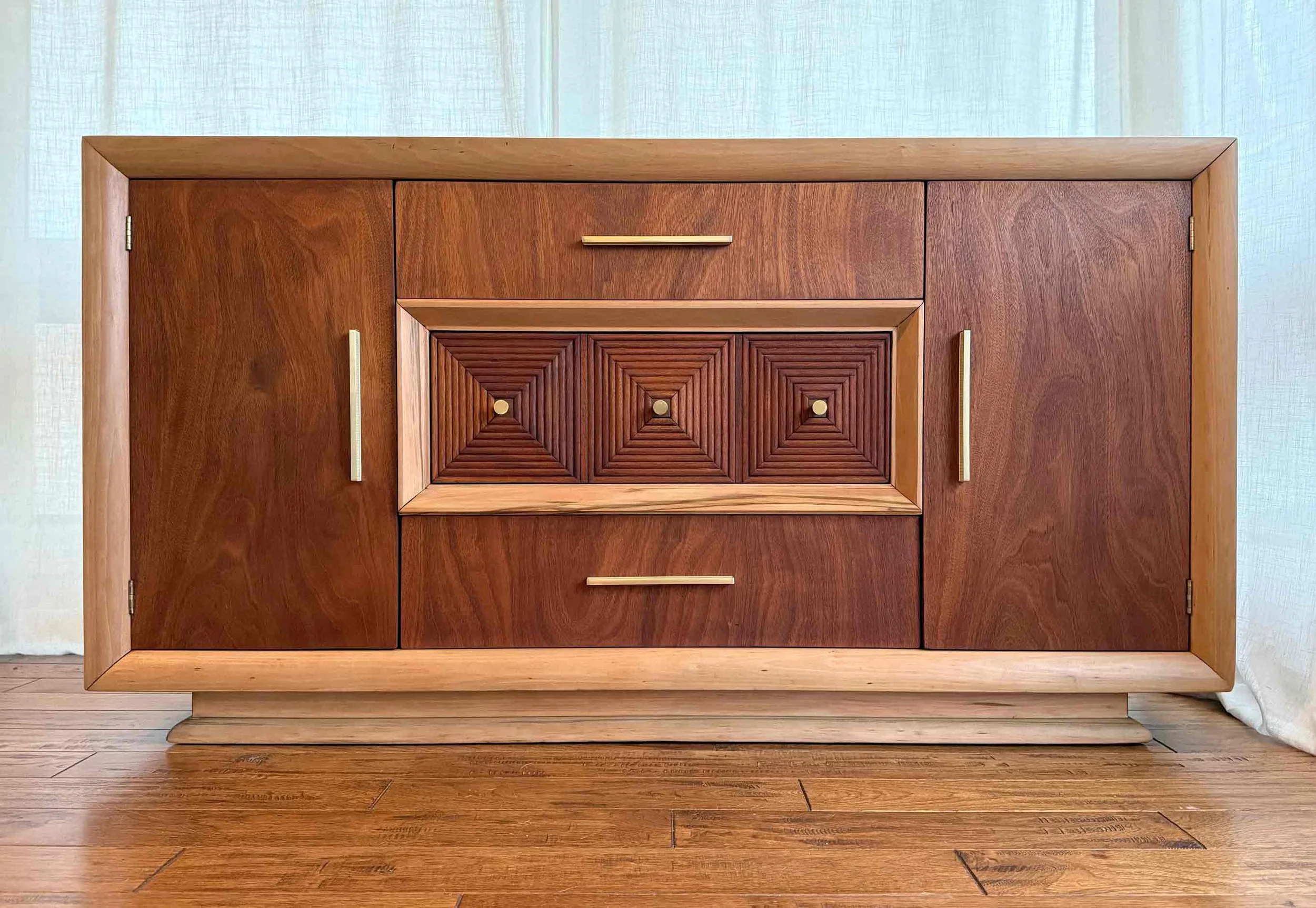 Vintage MCM Solid Wood Sideboard