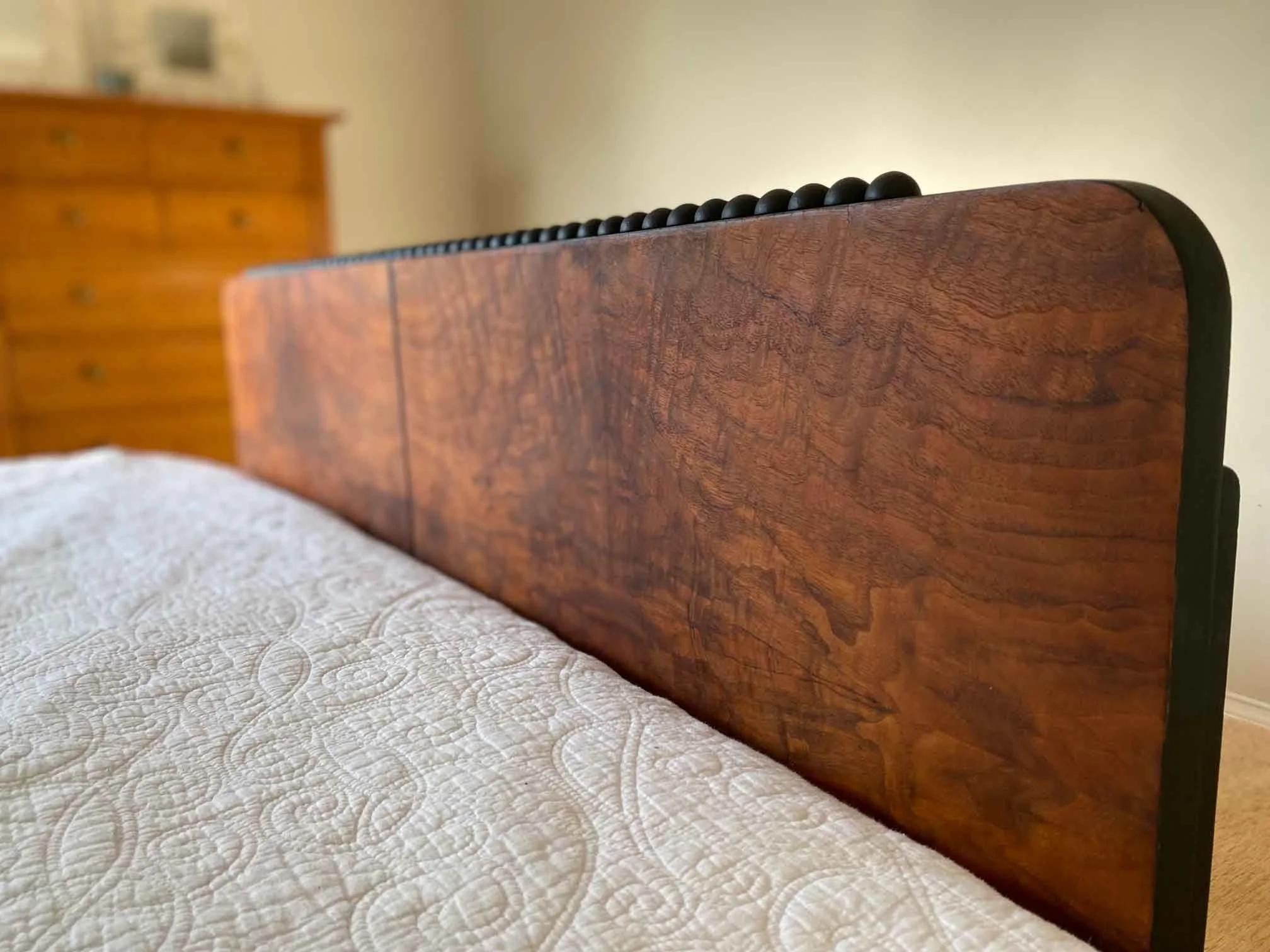 Vintage 1940s Headboard with wood detail