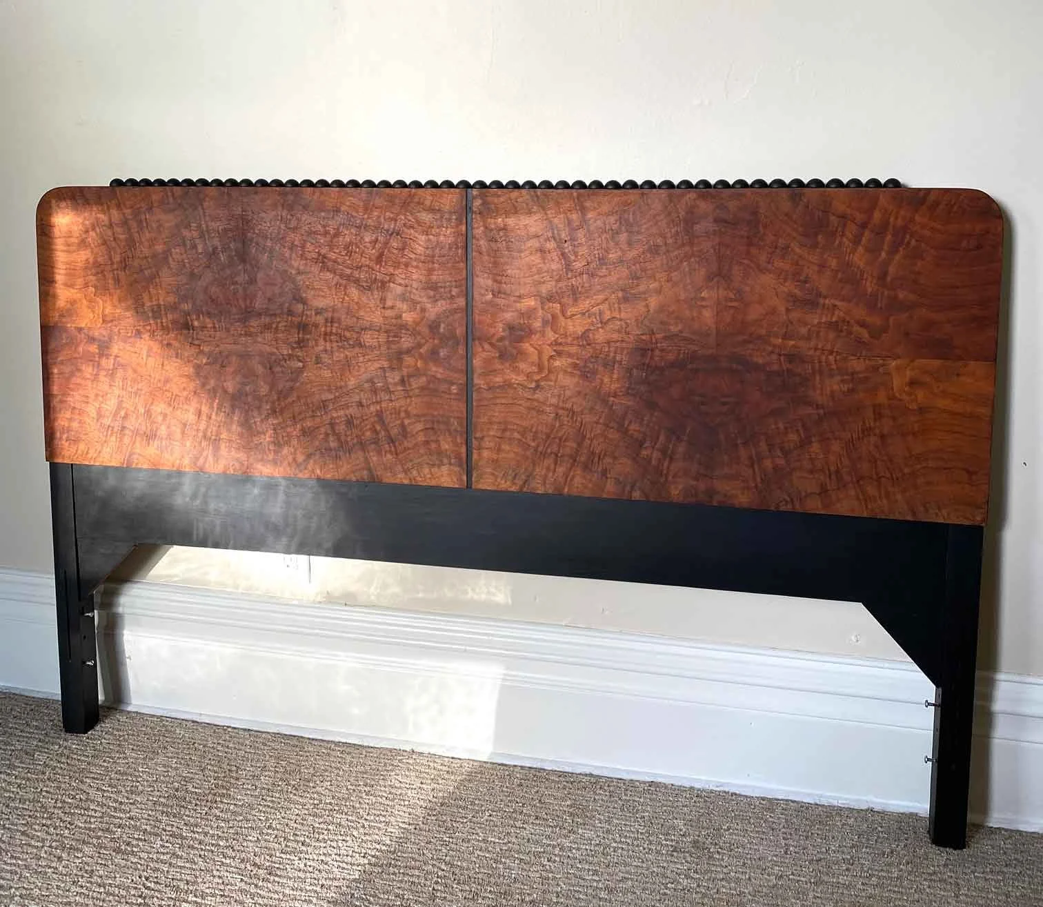 Vintage 1940s Headboard with wood detail